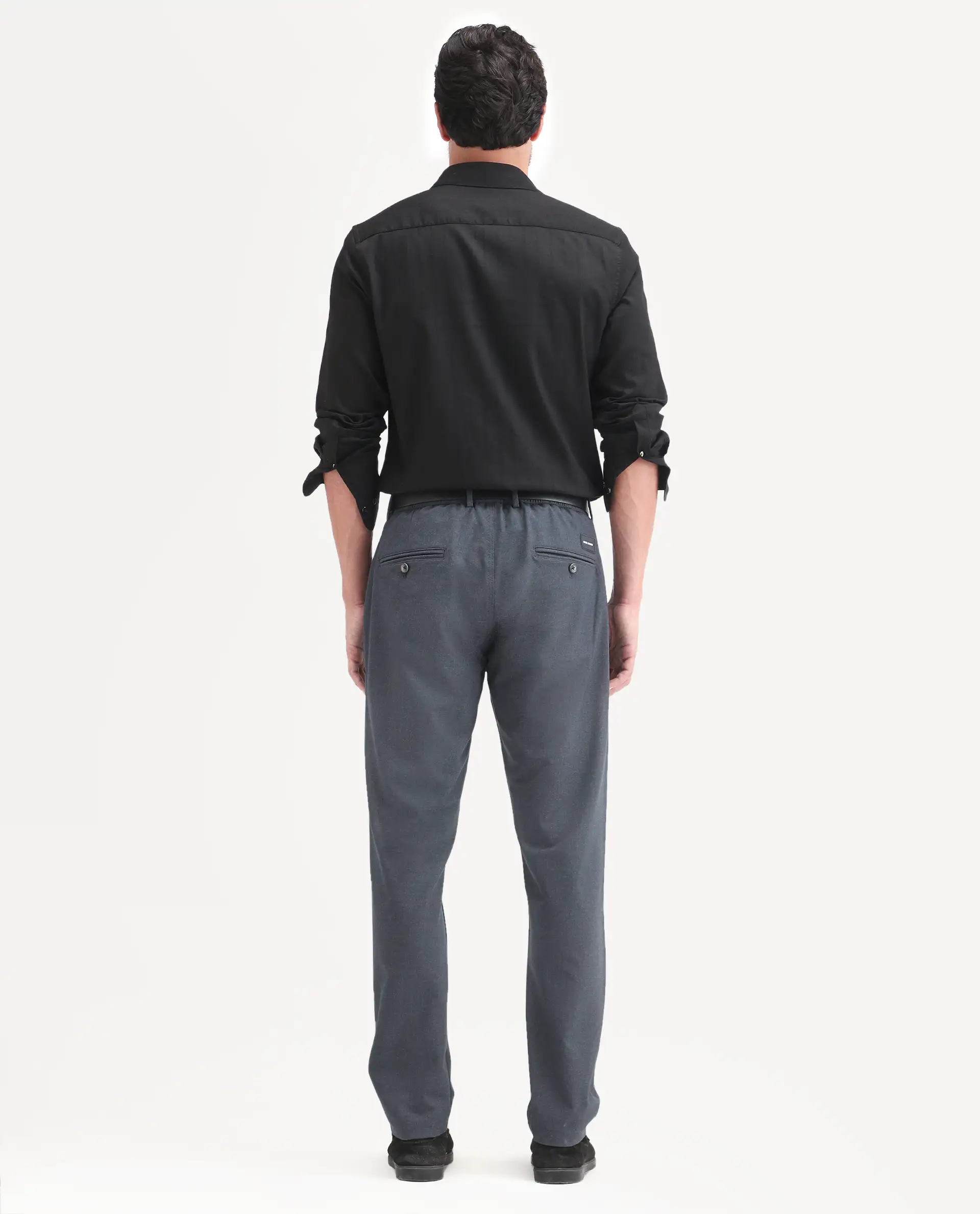Rare Rabbit Men's Move-Ss26 Dark Navy Polyester Blend Fabric Regular Fit Plain Trouser - Image 8