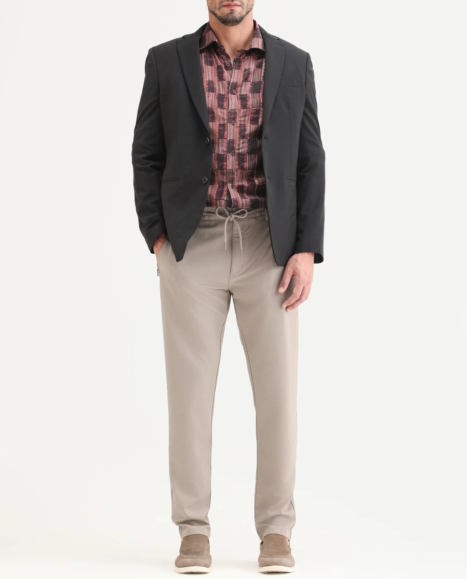 Rare Rabbit Men's Move-Ss26 Light Beige Polyester Blend Fabric Regular Fit Plain Trouser - Image 2