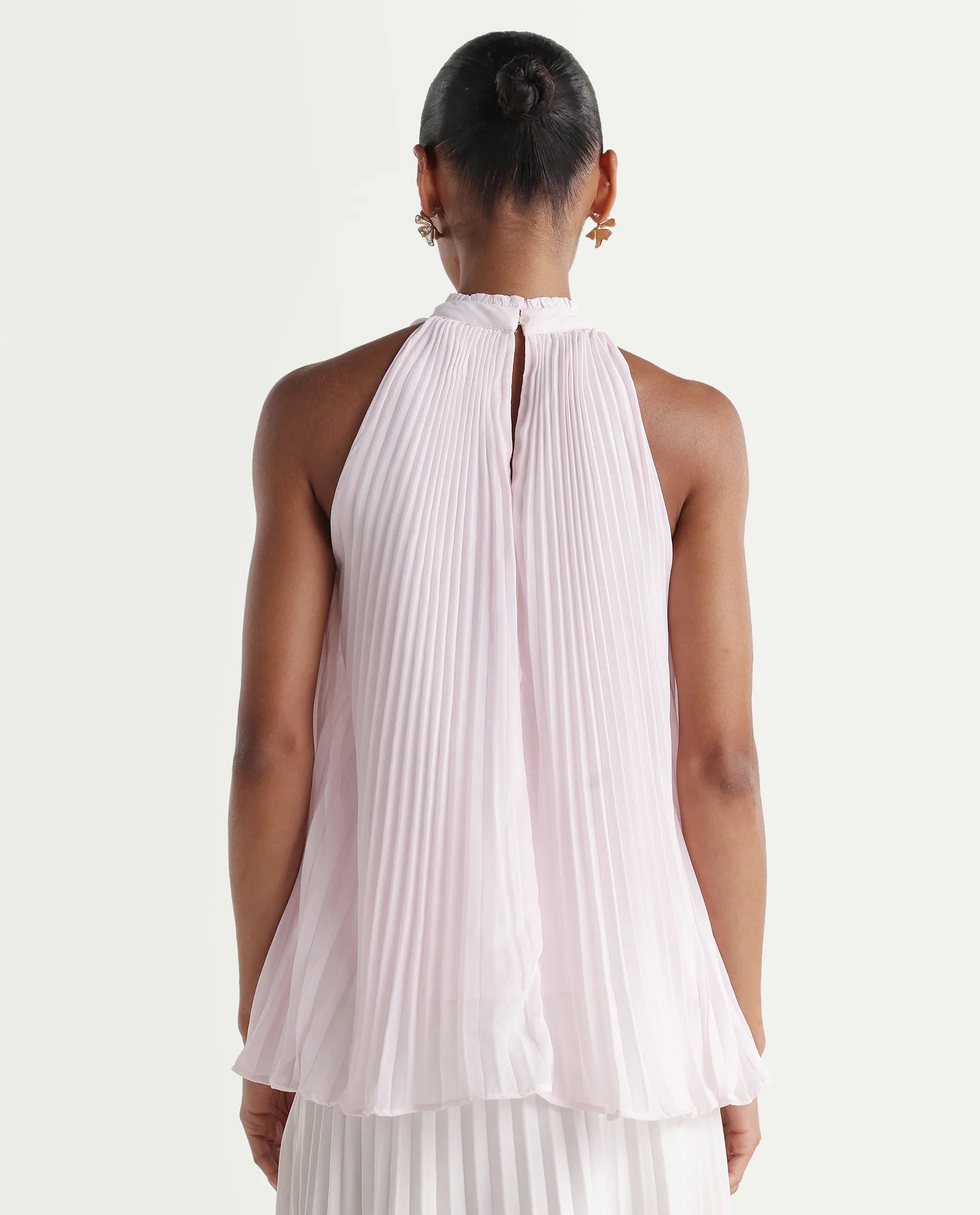 Rareism Women's Moxy Light Pink Polyester Sleeveless Halter Neck Regular Top - Image 7
