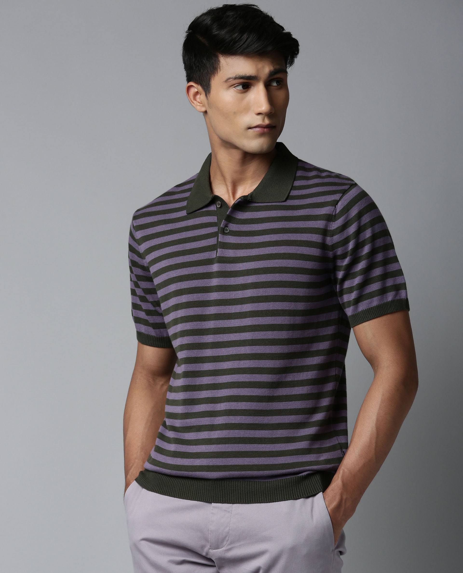 Rare Rabbit Men's Mreks Olive Cotton Regular Fit Half Sleeve Polo
