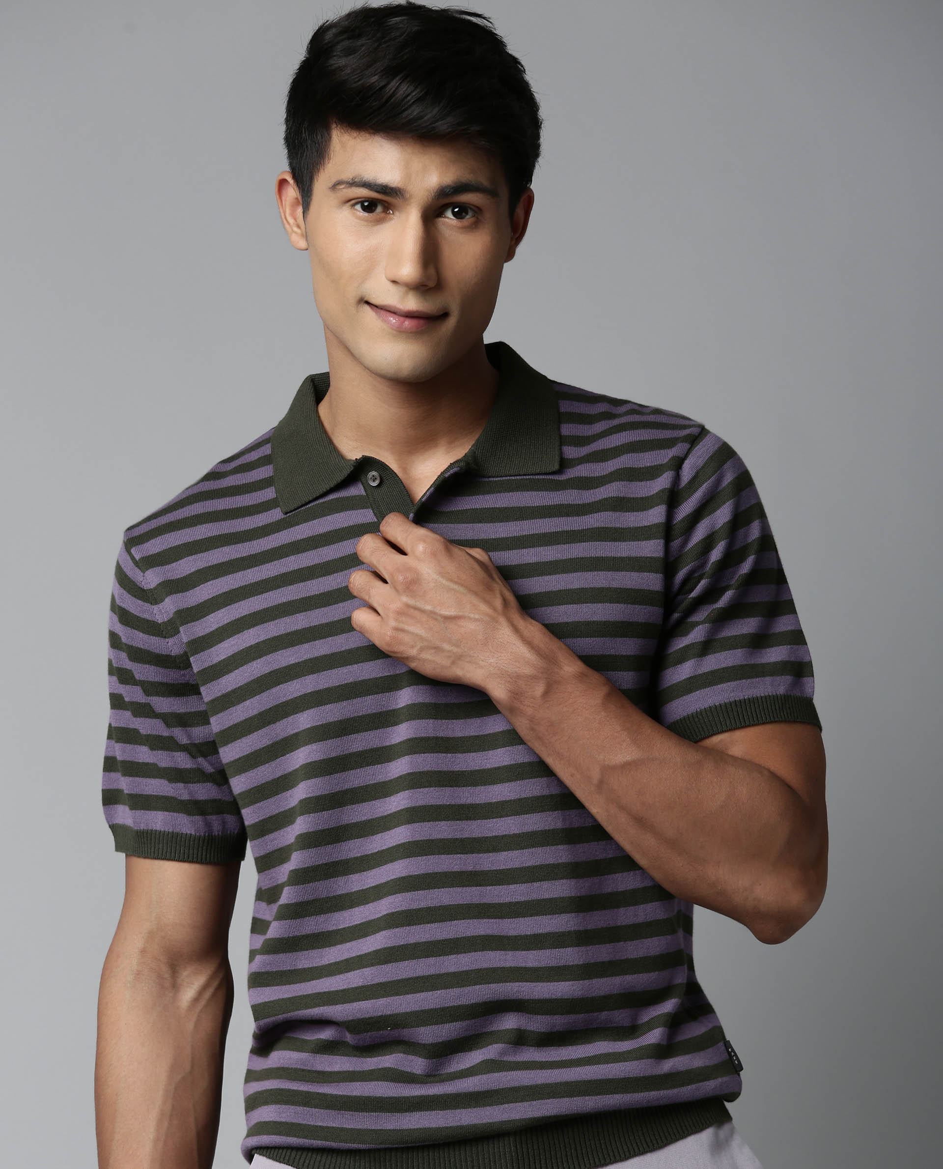 Rare Rabbit Men's Mreks Olive Cotton Regular Fit Half Sleeve Polo - Image 4