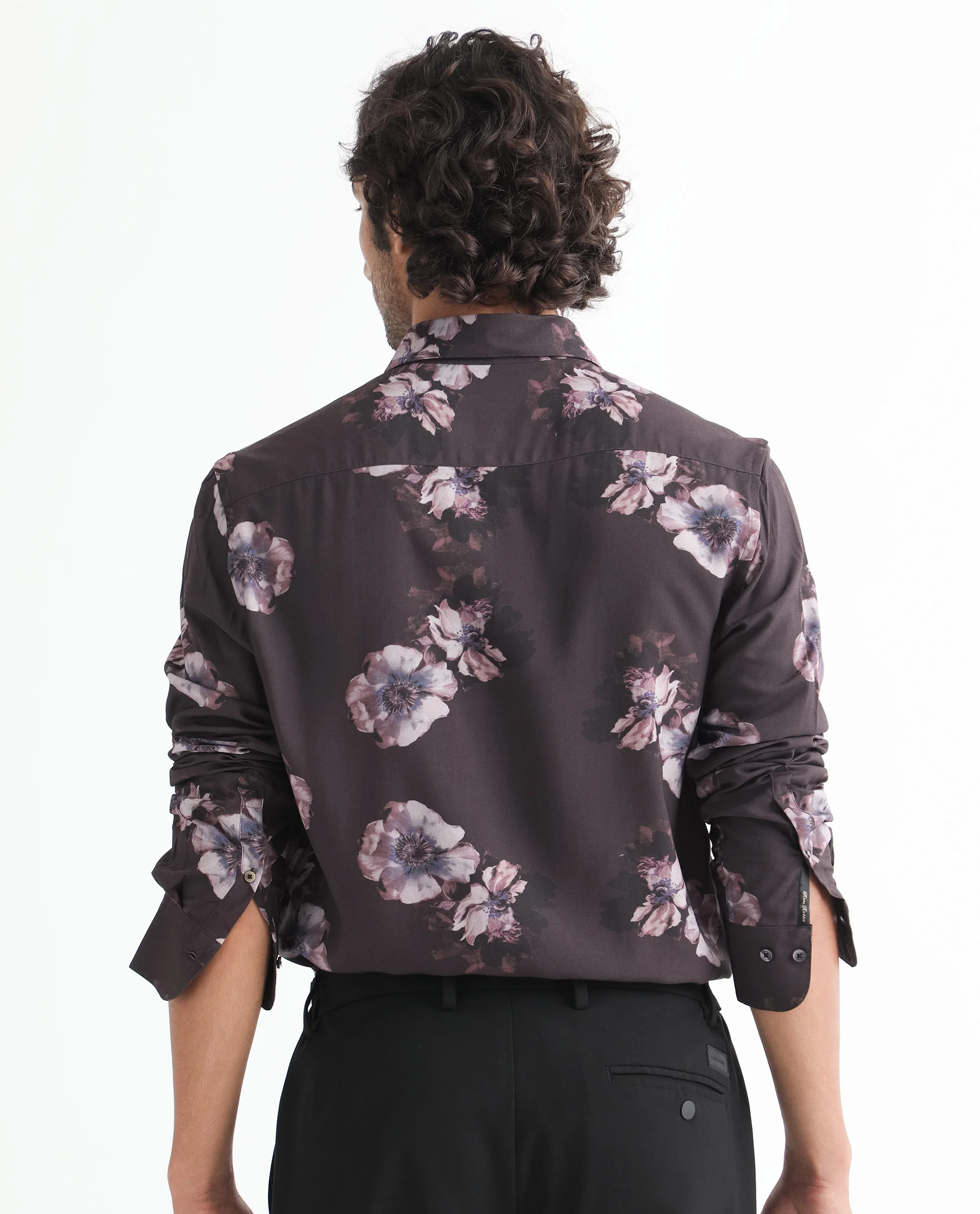Rare Rabbit Men's Muds Brown Viscose Floral Print Regular Fit Full Sleeve Spread Collar Shirt - Image 10