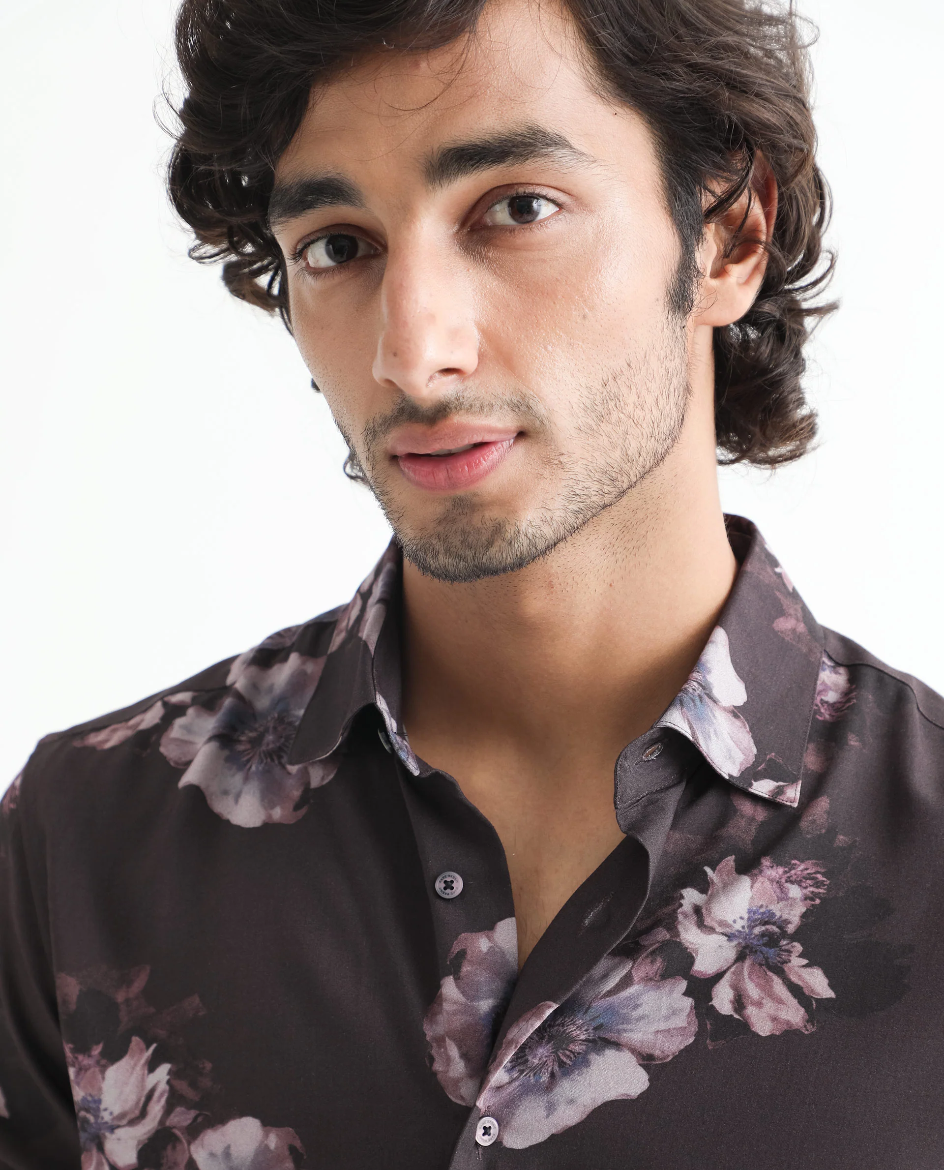 Rare Rabbit Men's Muds Brown Viscose Floral Print Regular Fit Full Sleeve Spread Collar Shirt - Image 4
