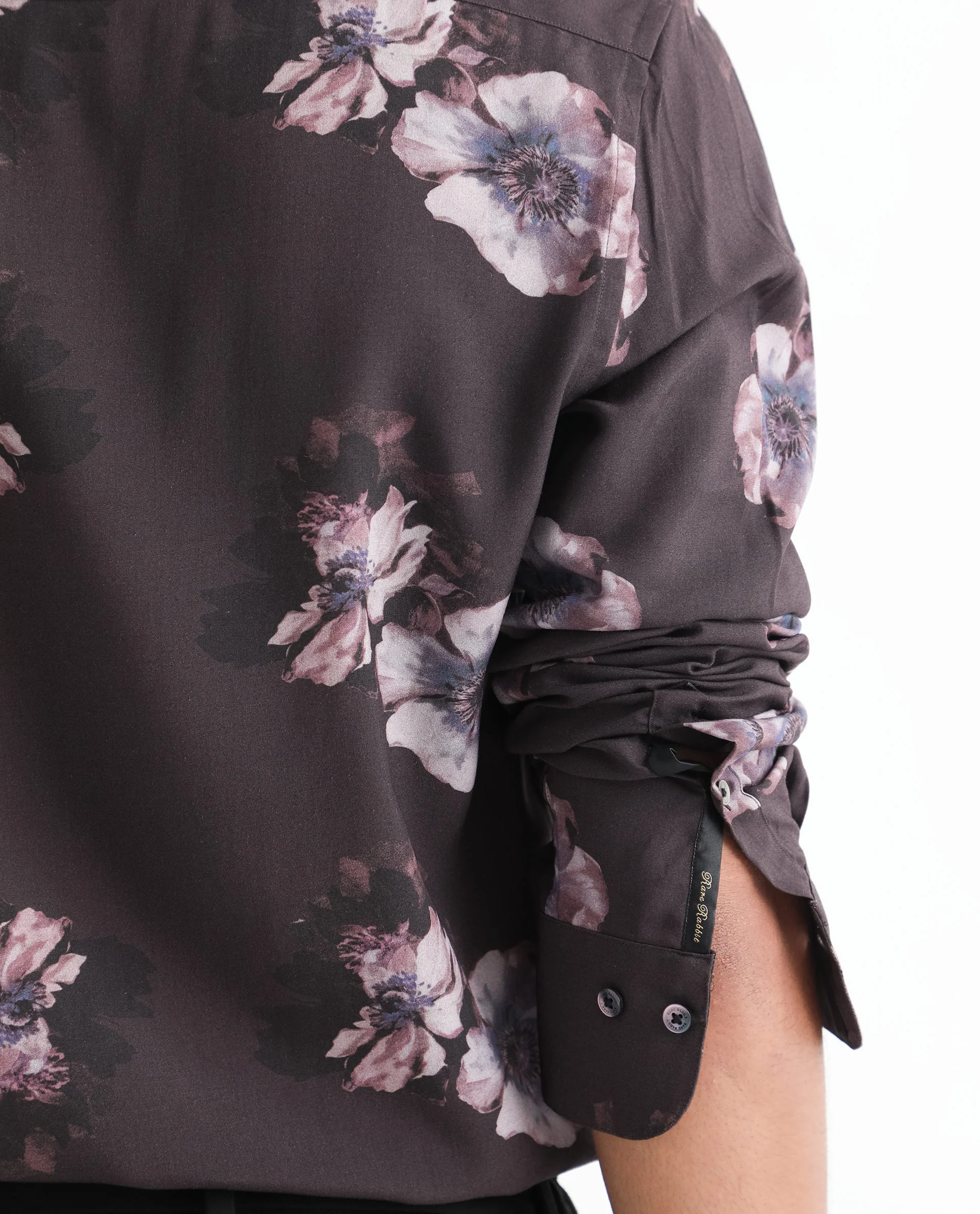 Rare Rabbit Men's Muds Brown Viscose Floral Print Regular Fit Full Sleeve Spread Collar Shirt - Image 5