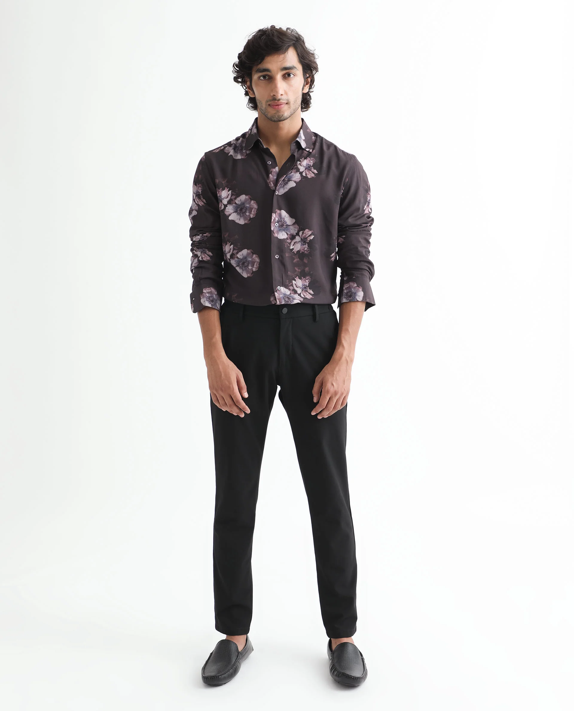 Rare Rabbit Men's Muds Brown Viscose Floral Print Regular Fit Full Sleeve Spread Collar Shirt - Image 9