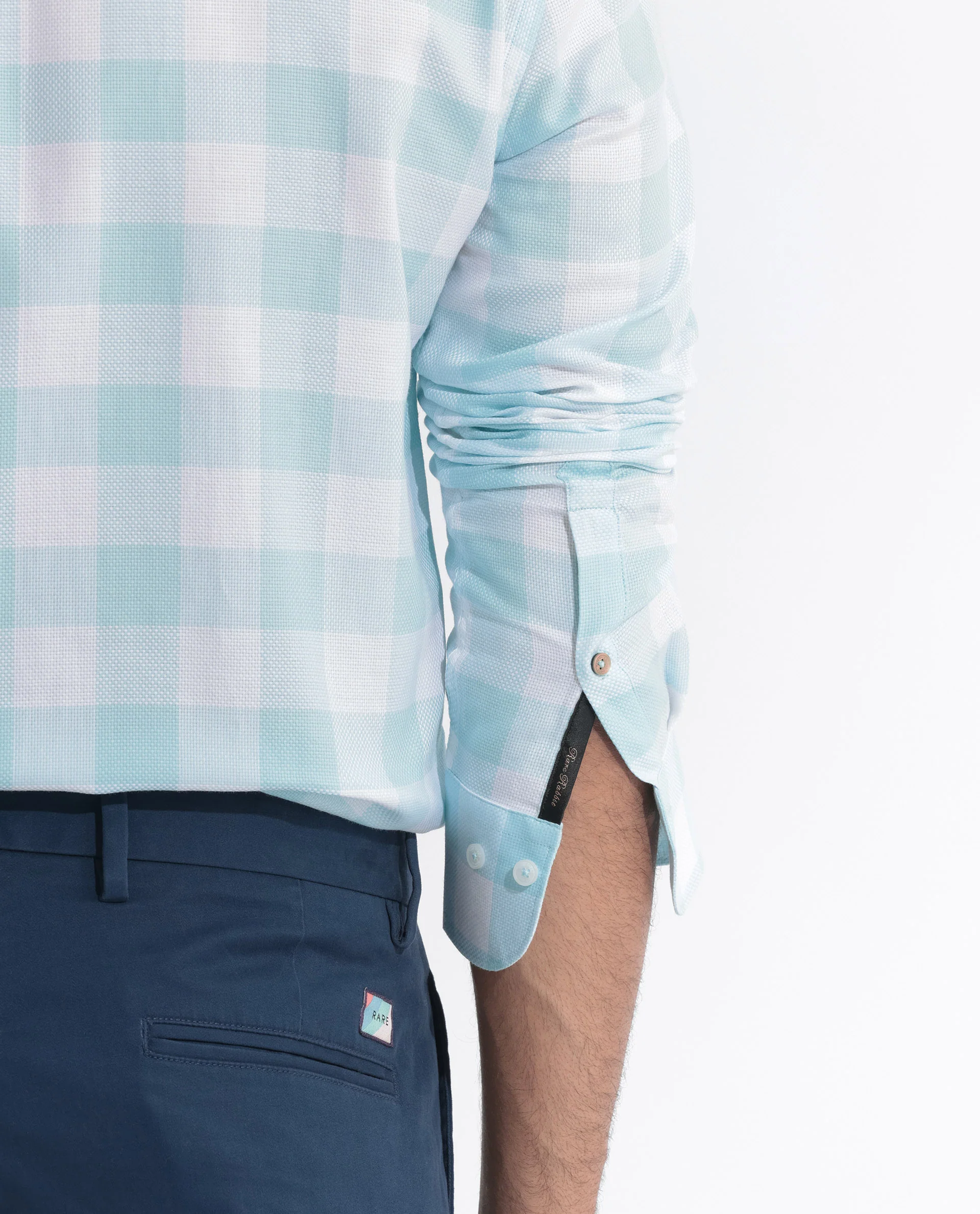 Rare Rabbit Men's Munich Blue Cotton Checked Print Regular Fit Full Sleeve Collared Shirt - Image 9
