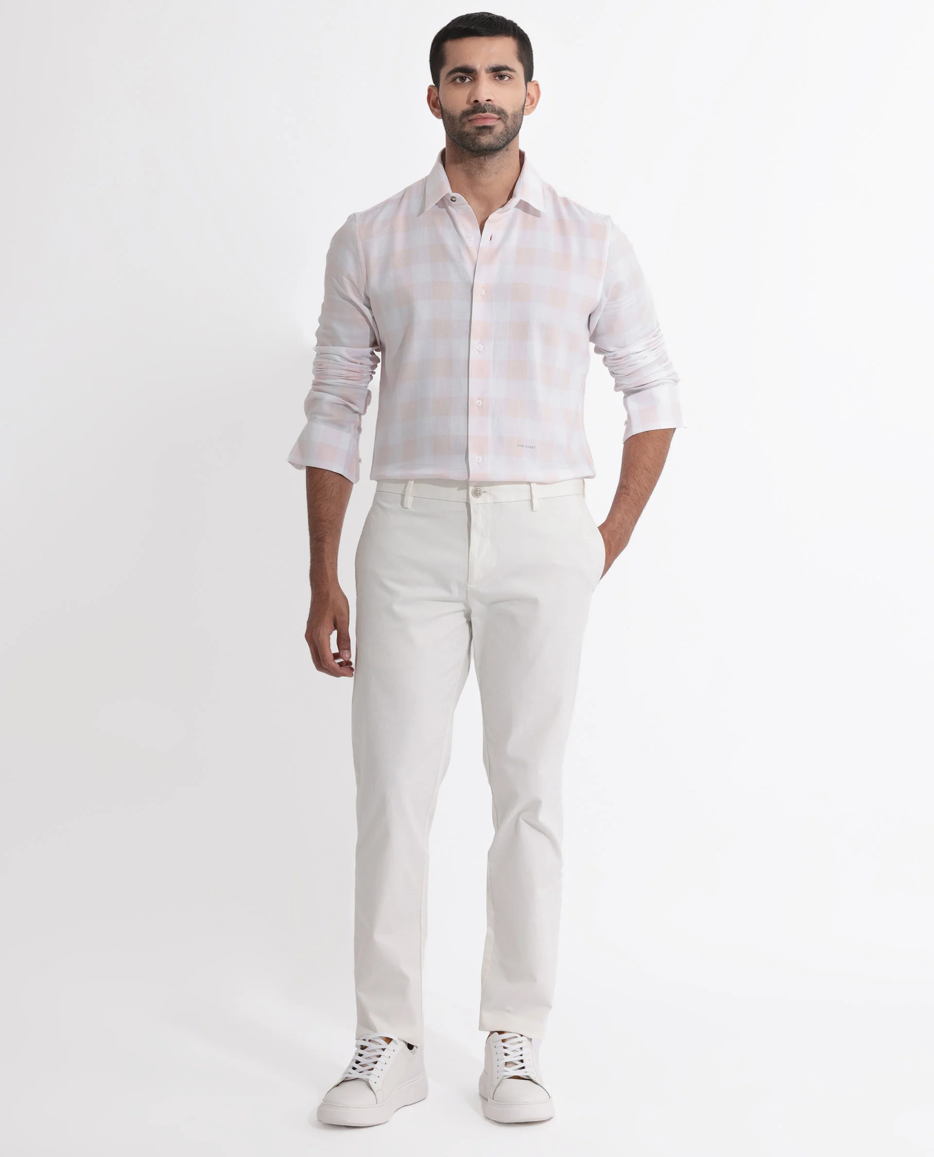 Rare Rabbit Men's Munich Pink Cotton Checked Print Regular Fit Full Sleeve Collared Shirt - Image 2