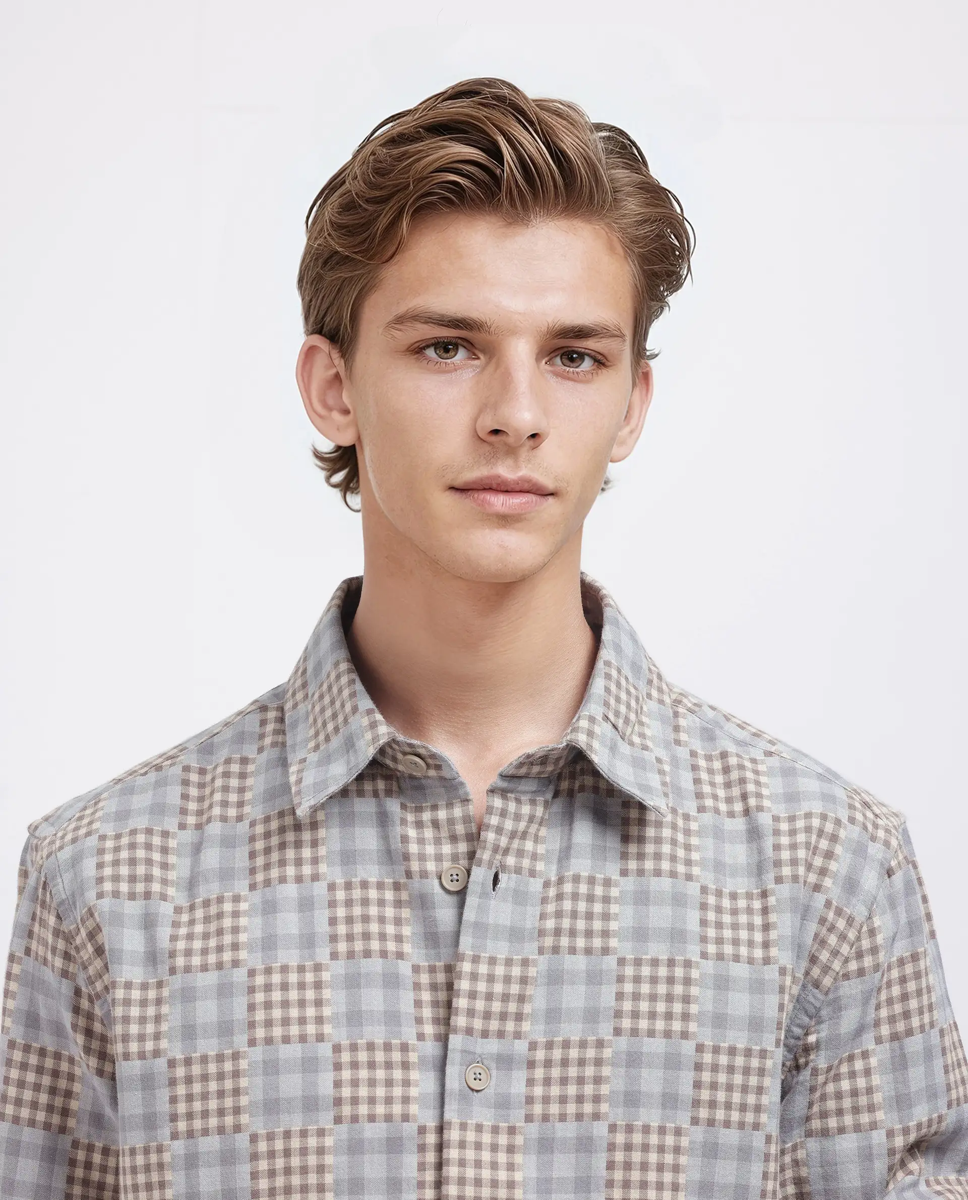 Rare Rabbit Men's Murcia Brown Cotton Checked Print Relaxed Fit Full Sleeve Collared Shirt - Image 8