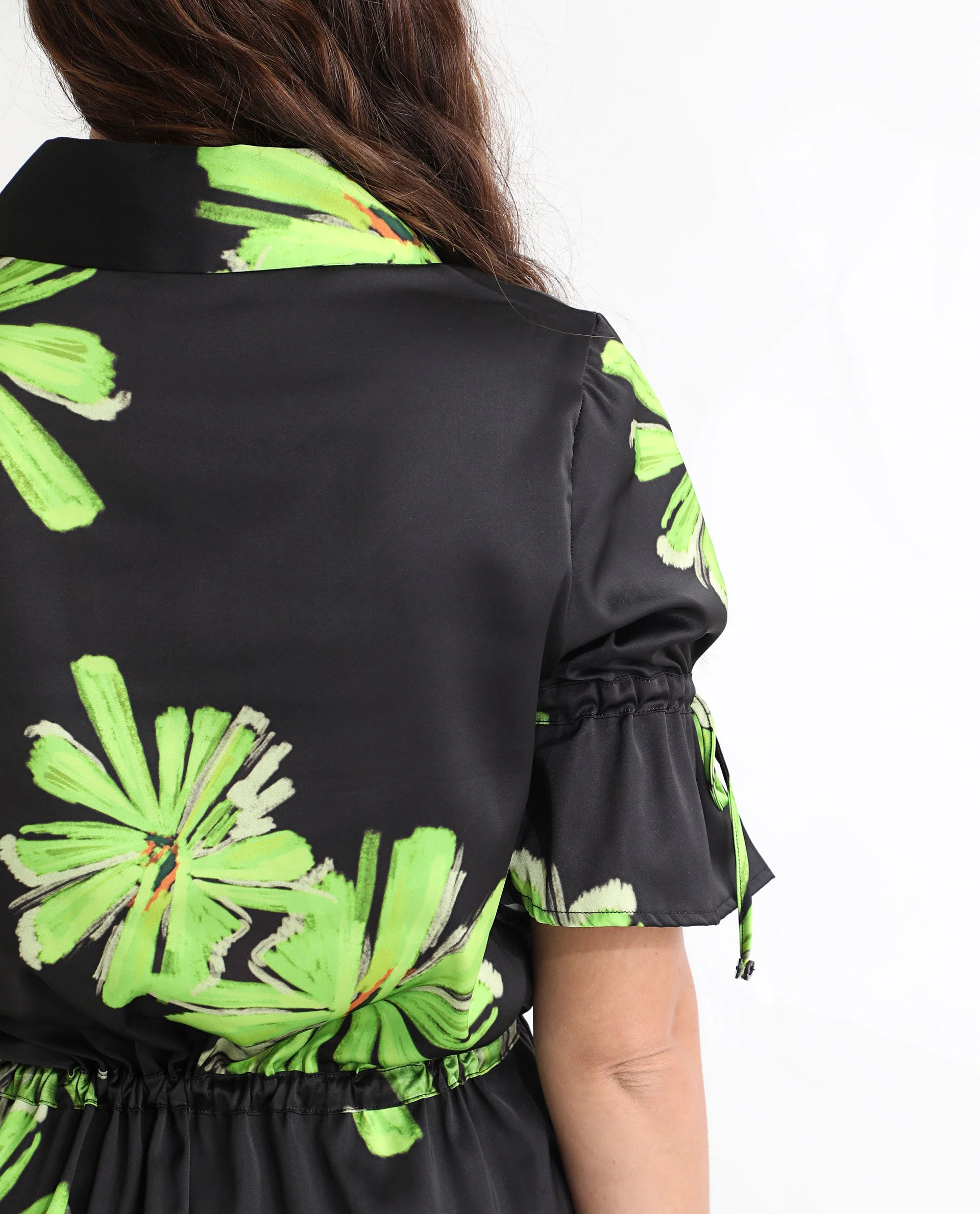 Rareism Women's Murphy Black Polyester Spread Collar Floral Print Regular Fit Top - Image 12