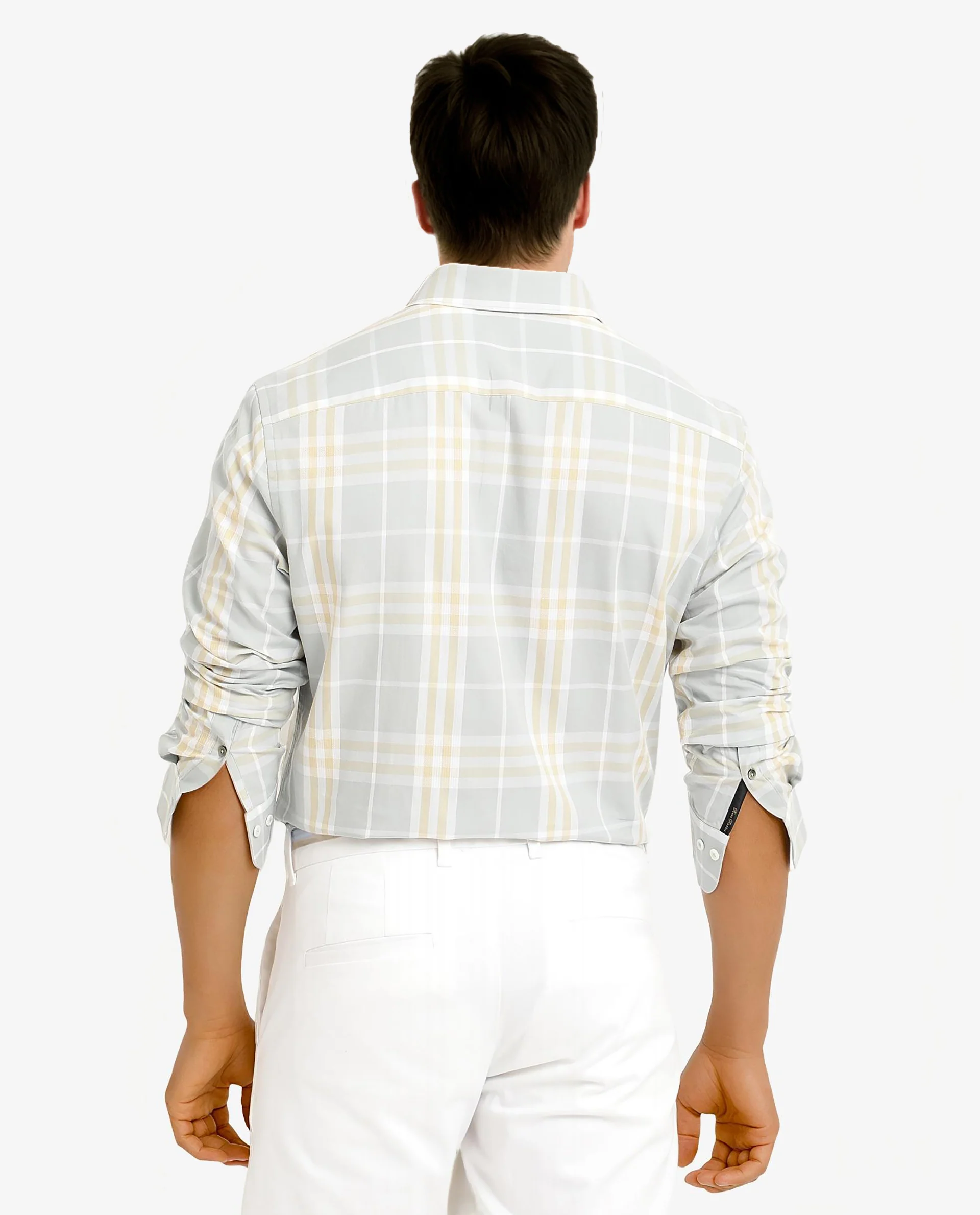 Rare Rabbit Men's Muz Light Grey Cotton Checked Print Regular Fit Full Sleeve Collared Shirt - Image 4