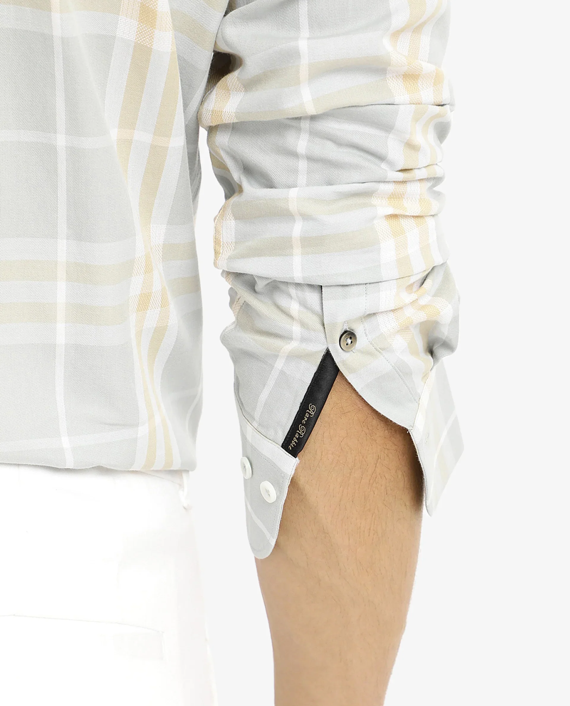 Rare Rabbit Men's Muz Light Grey Cotton Checked Print Regular Fit Full Sleeve Collared Shirt - Image 8