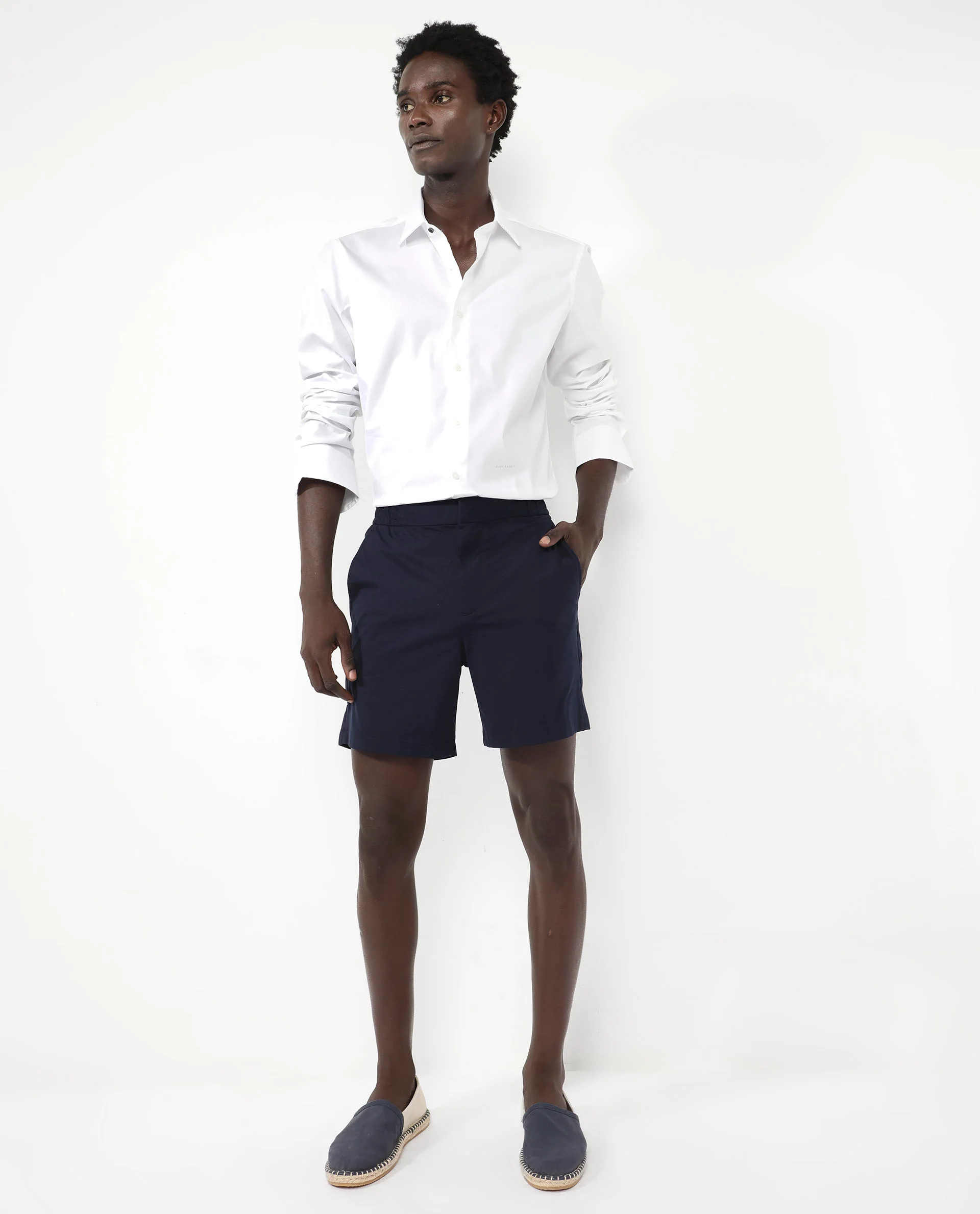 Rare Rabbit Men's Myka Navy Cotton Plain Relaxed Fit Shorts - Image 2