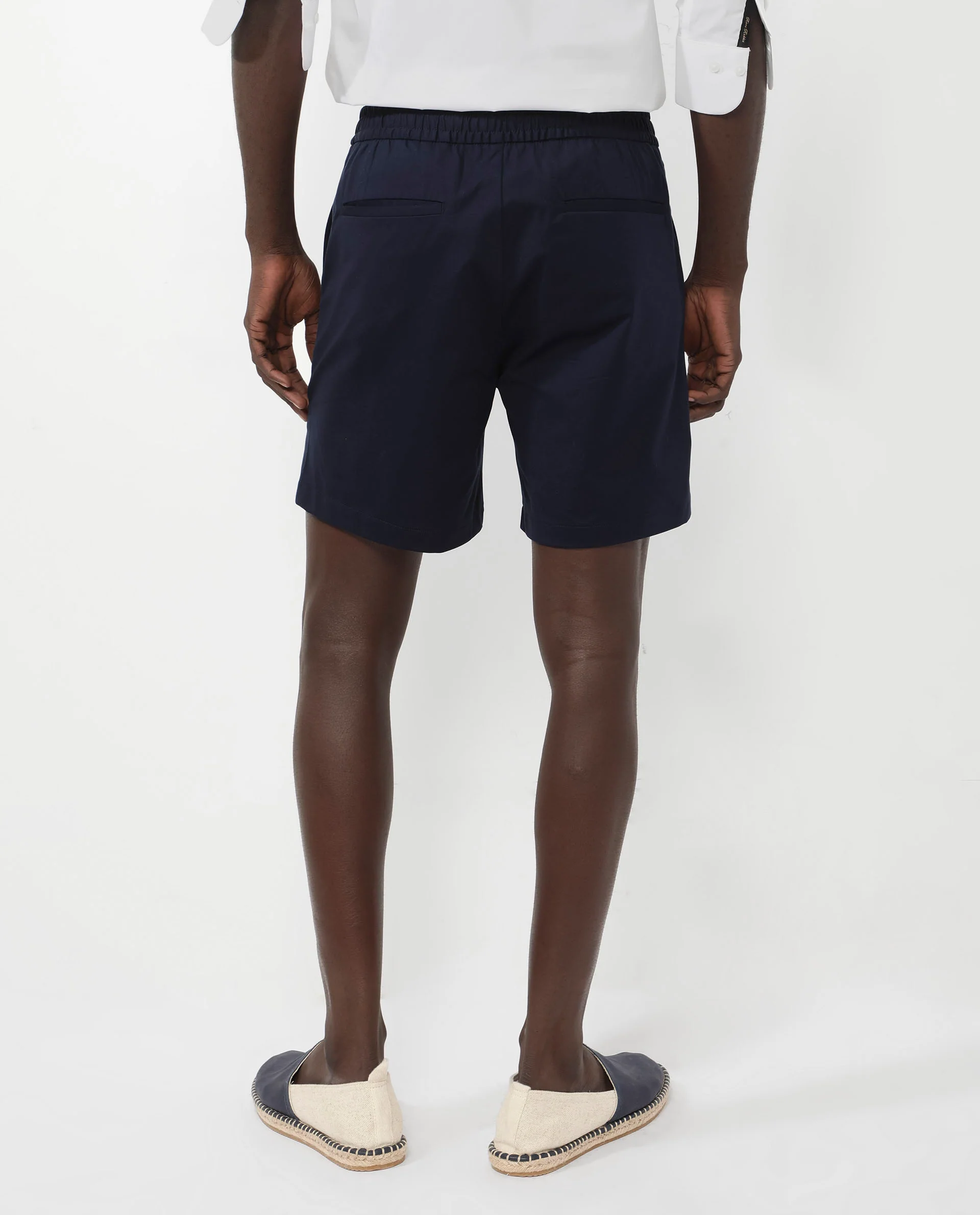 Rare Rabbit Men's Myka Navy Cotton Plain Relaxed Fit Shorts - Image 6