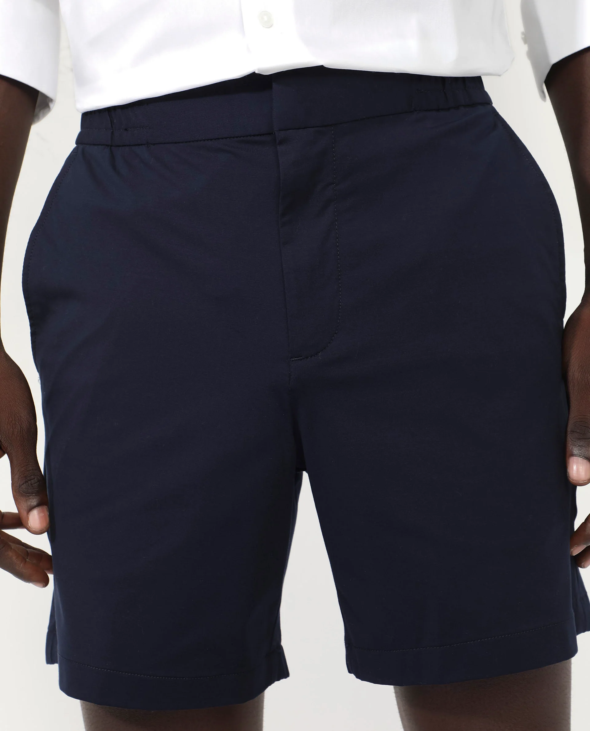 Rare Rabbit Men's Myka Navy Cotton Plain Relaxed Fit Shorts - Image 7