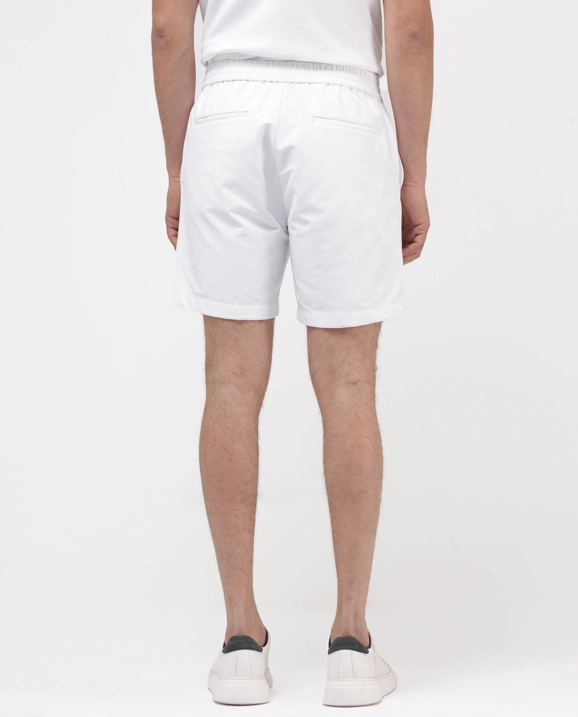 Rare Rabbit Men's Myka White Cotton Plain Relaxed Fit Shorts - Image 7