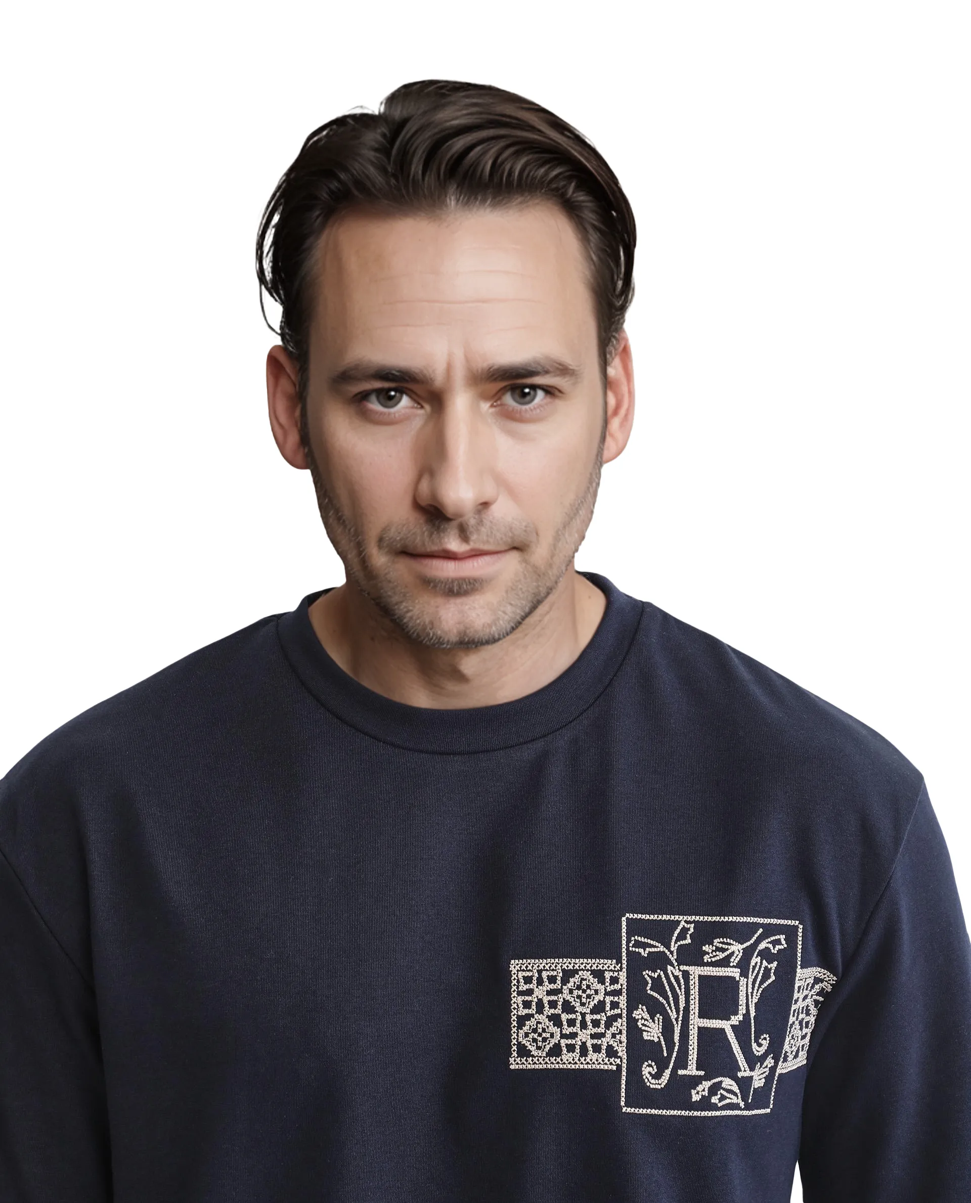 Rare Rabbit Men's Myro-1 Navy Polyester Graphic Print Slim Fit Half Sleeve Crew Neck T-Shirt - Image 8