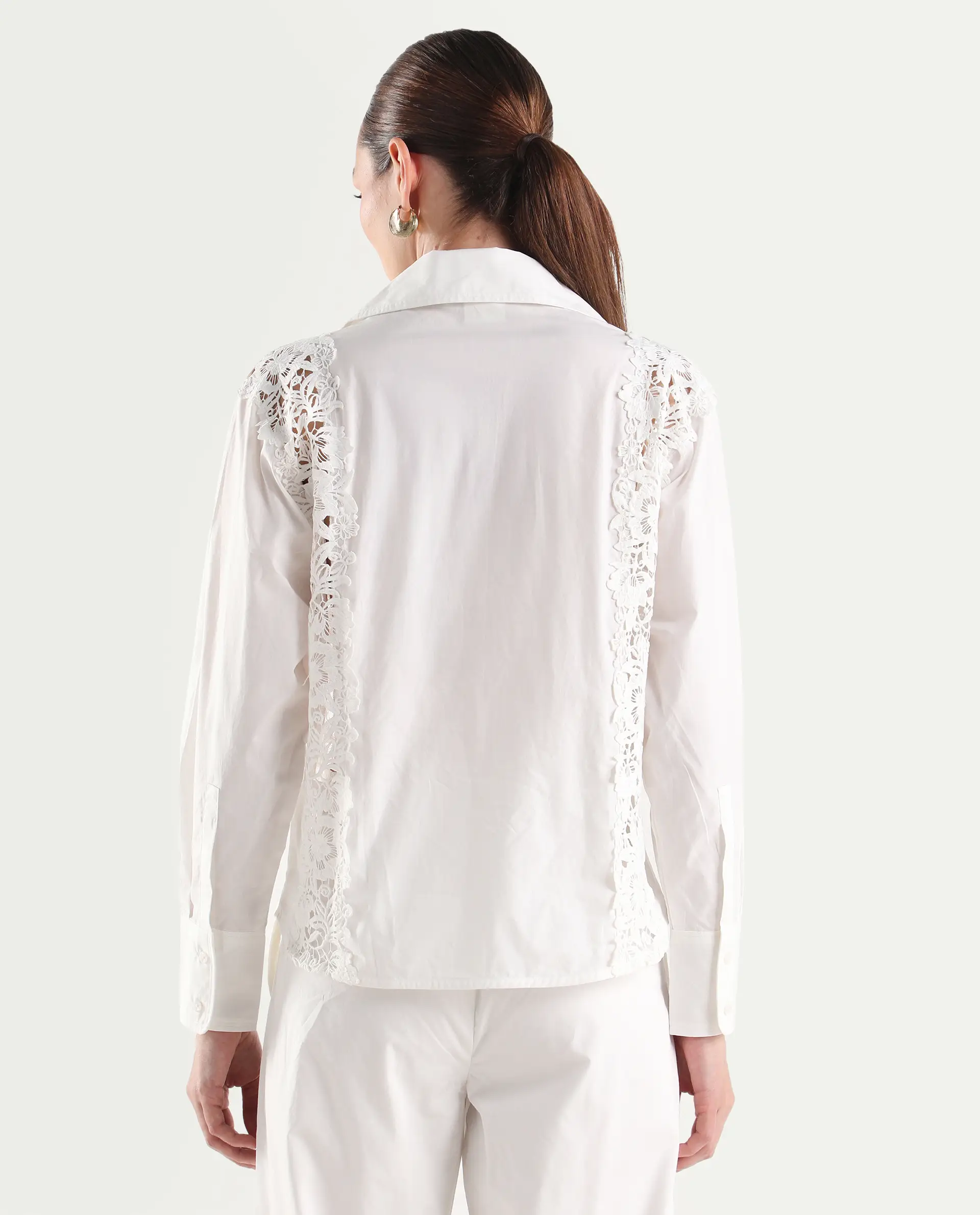 Rareism Women's Mysa-T Off White Cotton Full Sleeve Lapel Neck Relaxed Plain Shirt - Image 7