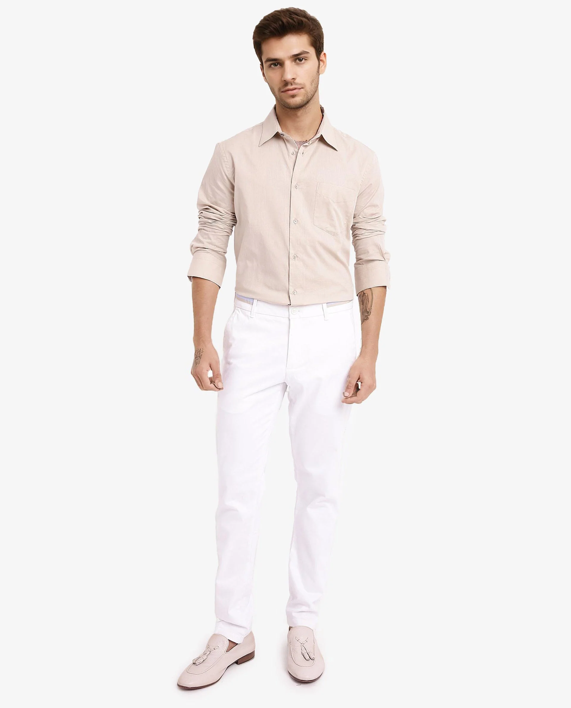 Rare Rabbit Men's Myte Beige Cotton Checked Print Regular Fit Full Sleeve Collared Shirt - Image 4