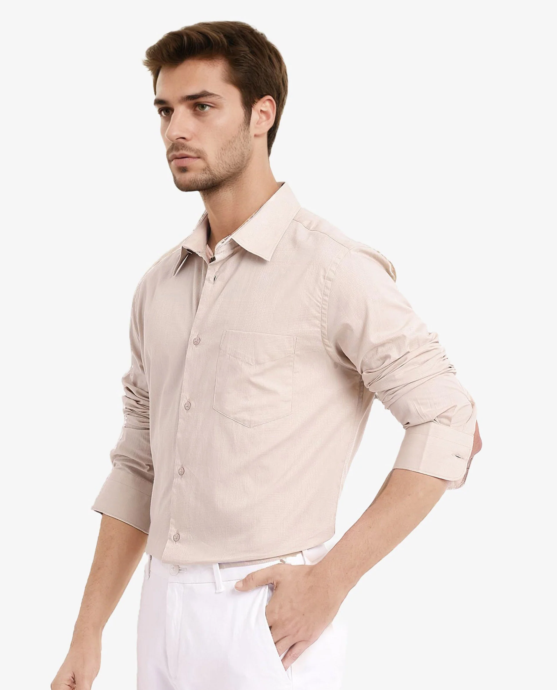 Rare Rabbit Men's Myte Beige Cotton Checked Print Regular Fit Full Sleeve Collared Shirt - Image 7