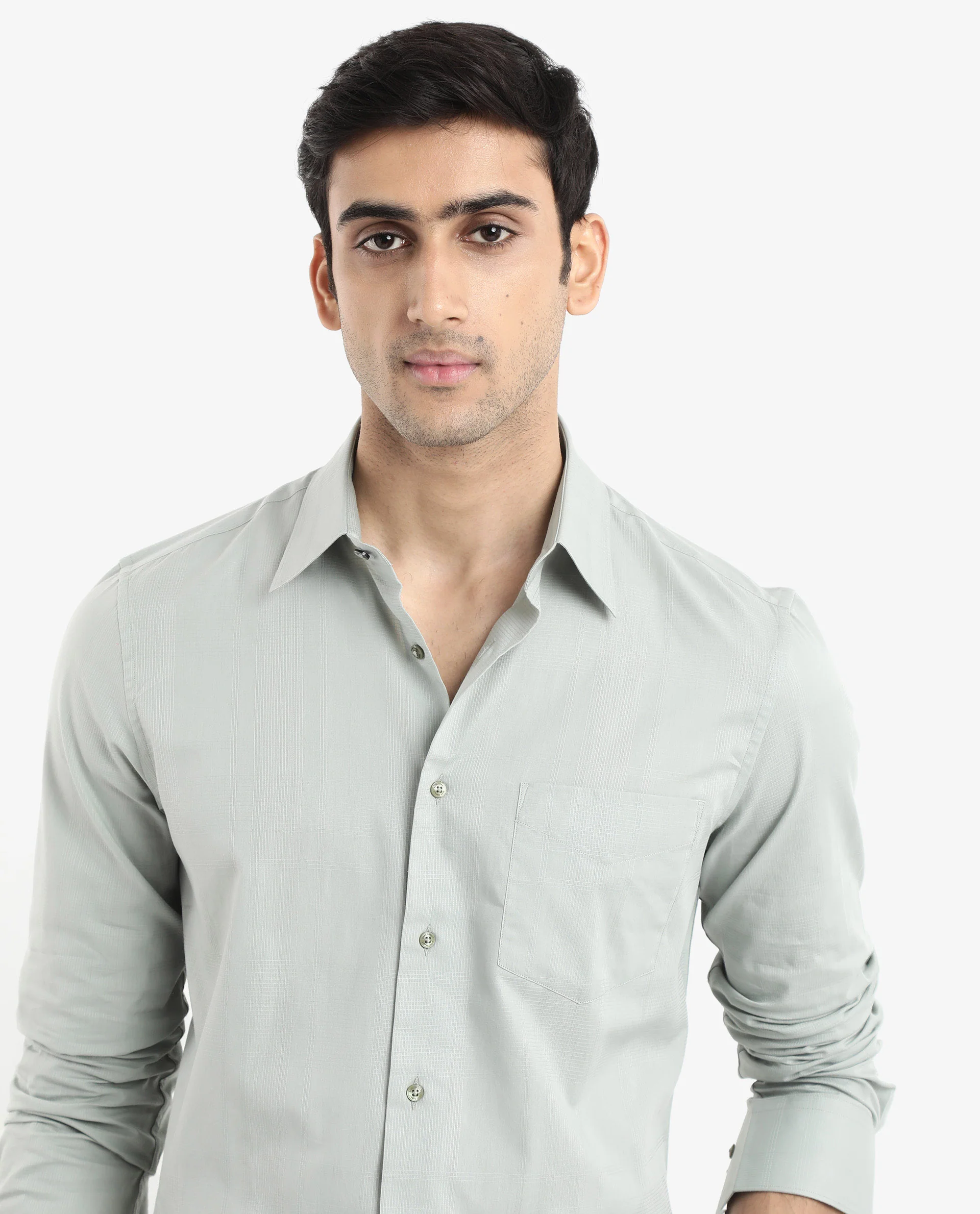 Rare Rabbit Men's Myte Green Cotton Checked Print Regular Fit Full Sleeve Collared Shirt - Image 4