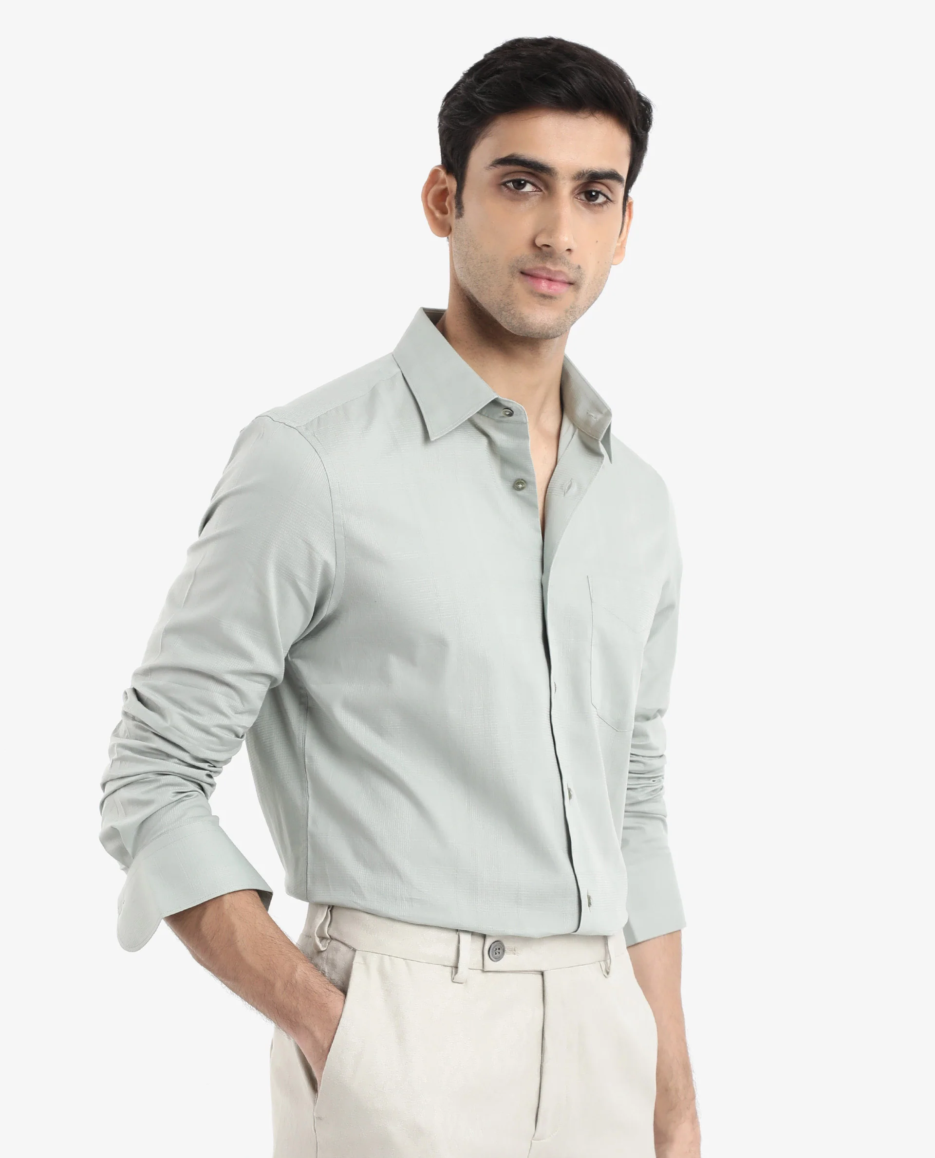 Rare Rabbit Men's Myte Green Cotton Checked Print Regular Fit Full Sleeve Collared Shirt - Image 6