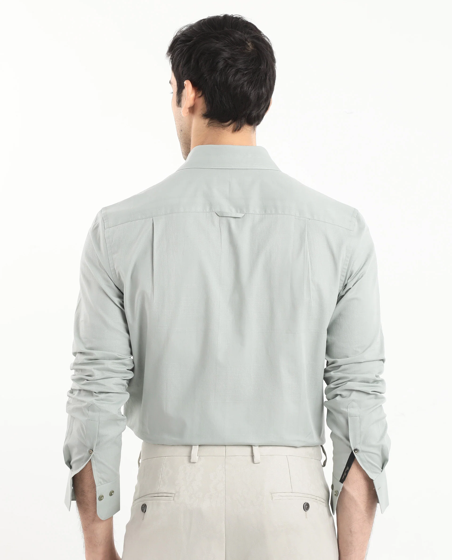 Rare Rabbit Men's Myte Green Cotton Checked Print Regular Fit Full Sleeve Collared Shirt - Image 7