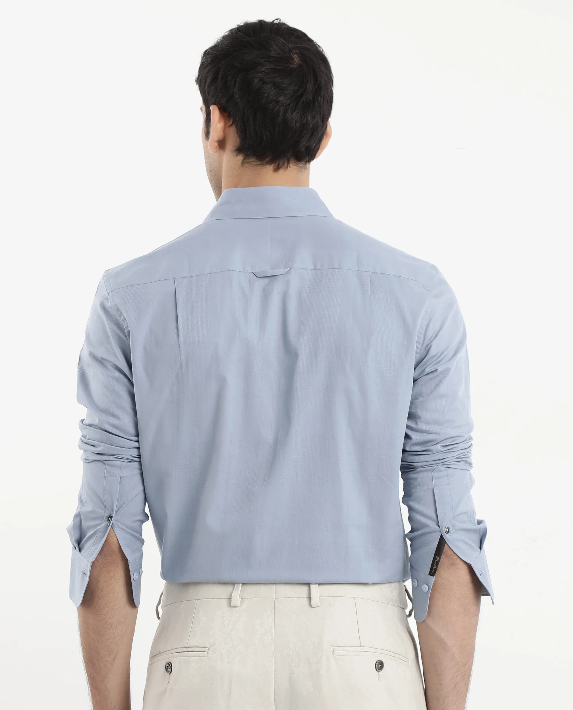 Rare Rabbit Men's Myte Light Blue Cotton Checked Print Regular Fit Full Sleeve Collared Shirt - Image 6