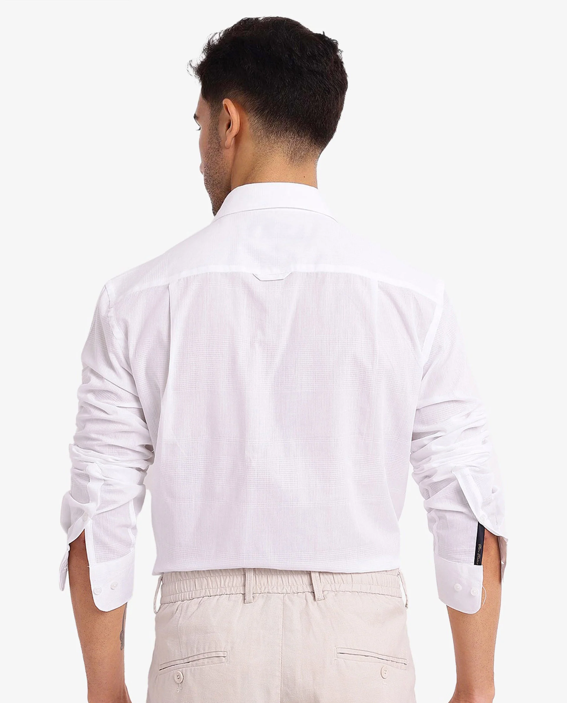 Rare Rabbit Men's Myte White Cotton Checked Print Regular Fit Full Sleeve Collared Shirt - Image 7