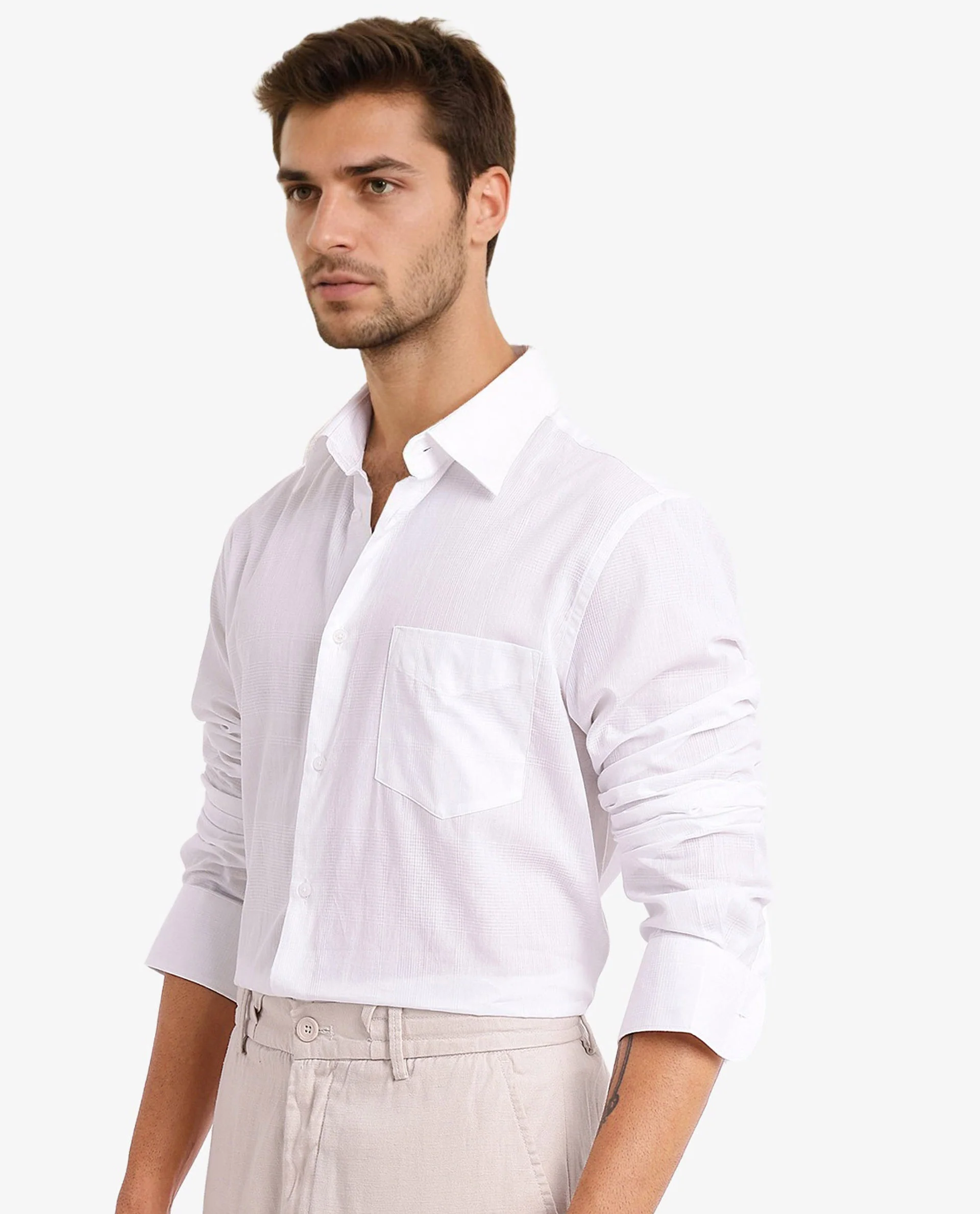 Rare Rabbit Men's Myte White Cotton Checked Print Regular Fit Full Sleeve Collared Shirt - Image 8
