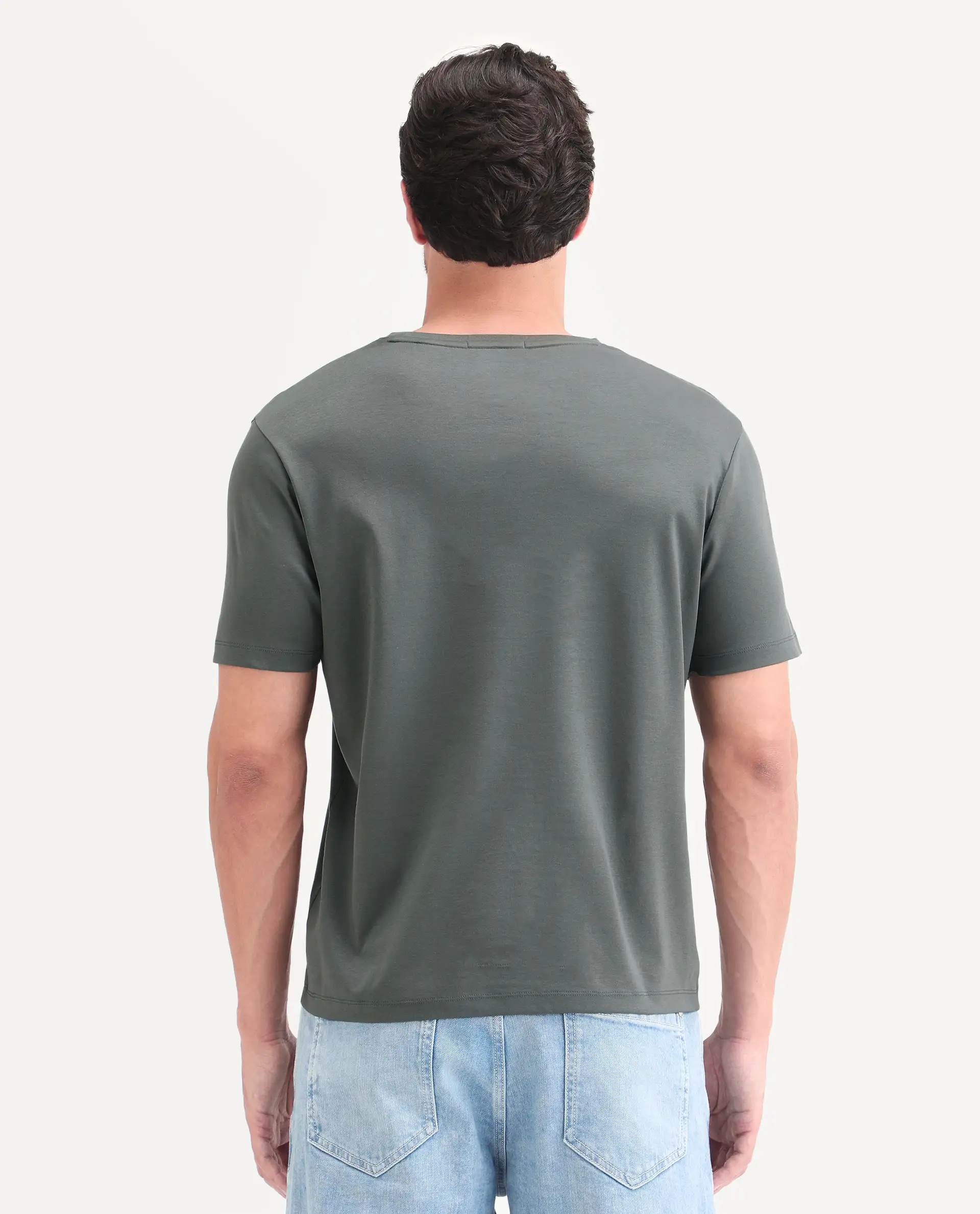 Rare Rabbit Men's Nabo Grey Cotton Fabric Half Sleeve Crew Neck Regular Fit Graphic Print T-Shirt - Image 8