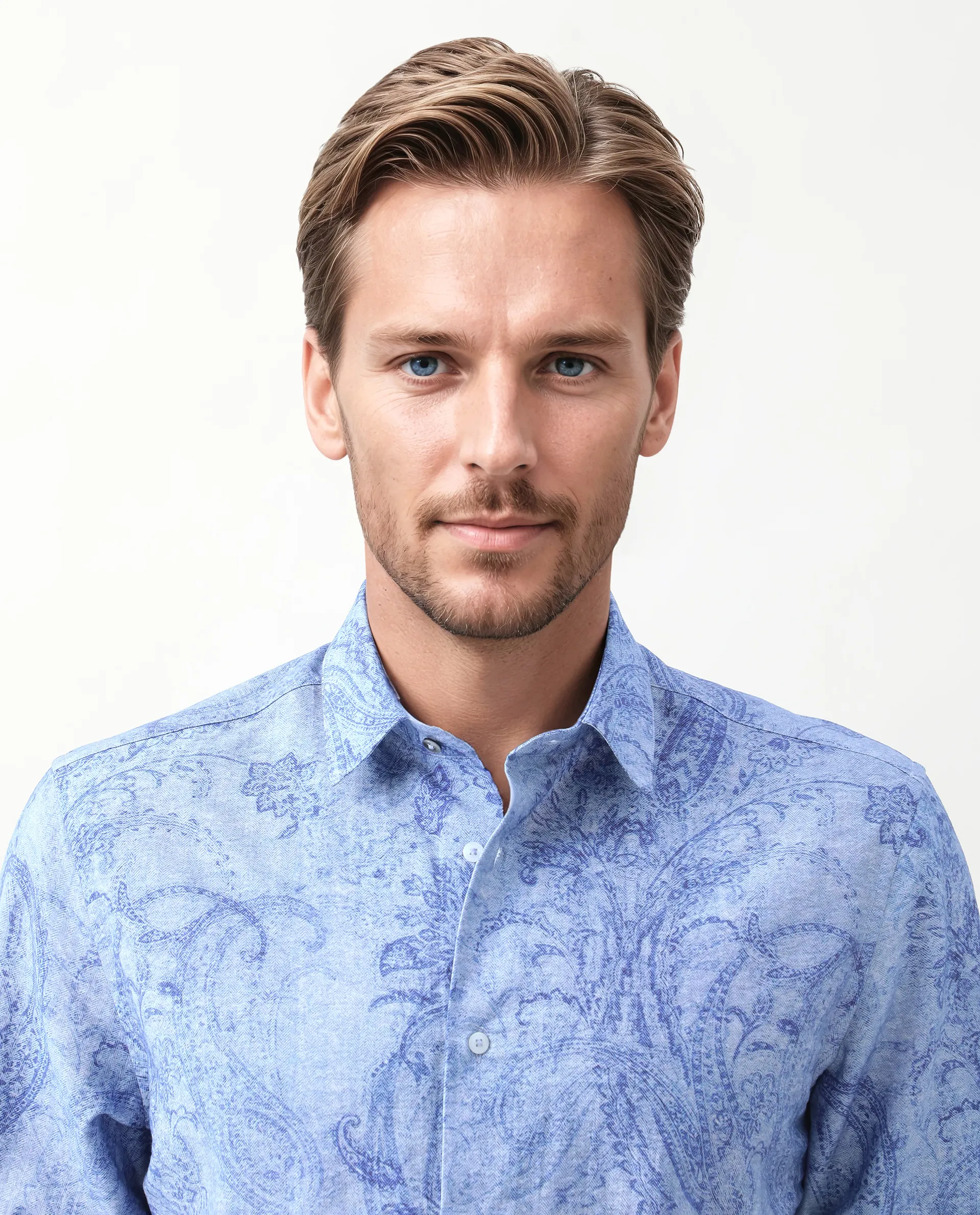 Rare Rabbit Men's Naci Light Blue Viscose Blend Paisley Print Regular Fit Full Sleeve Collared Shirt - Image 4