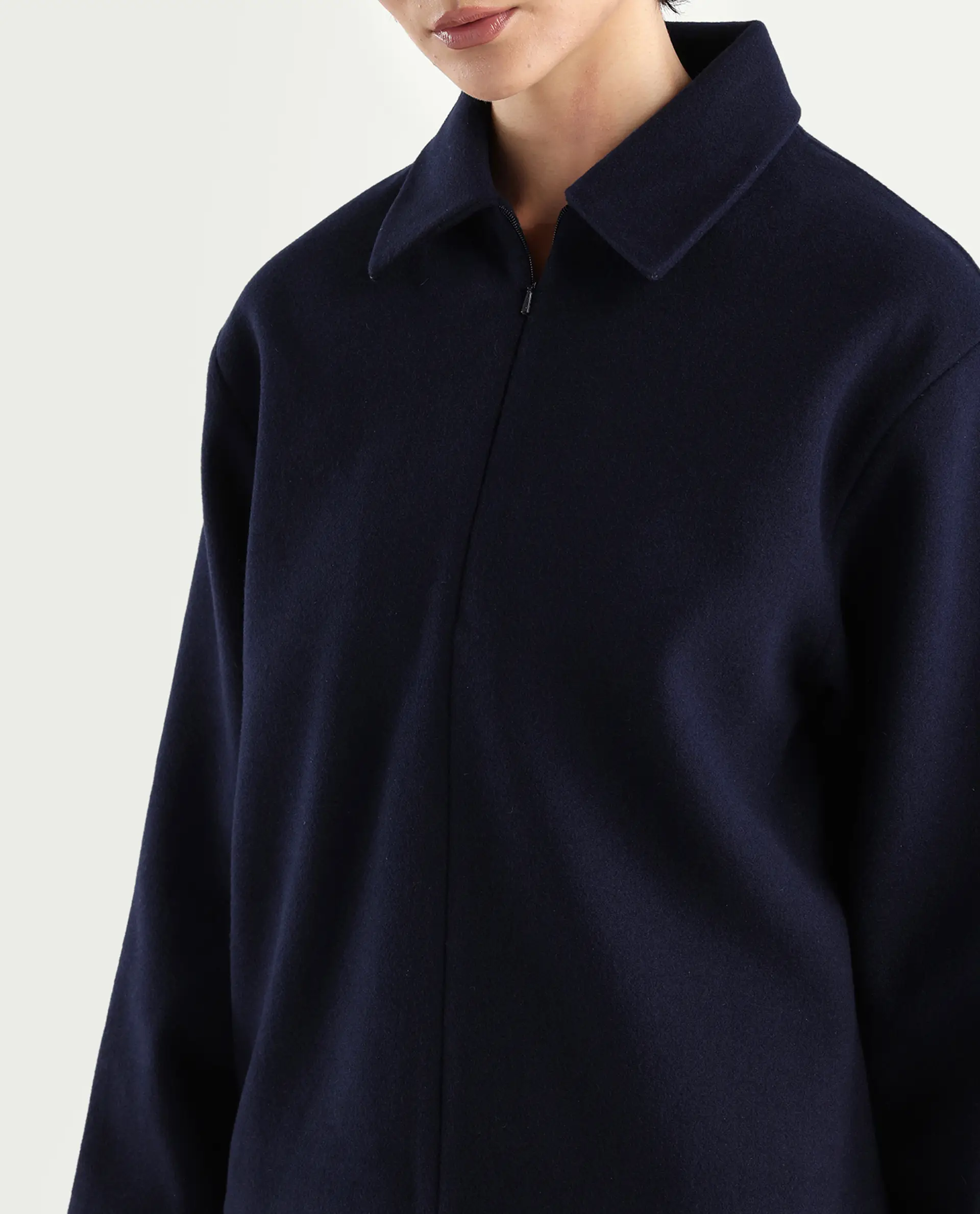 Rareism Women's Nacoz Navy Polyester Blend Spread Collar Regular Fit Jacket - Image 4