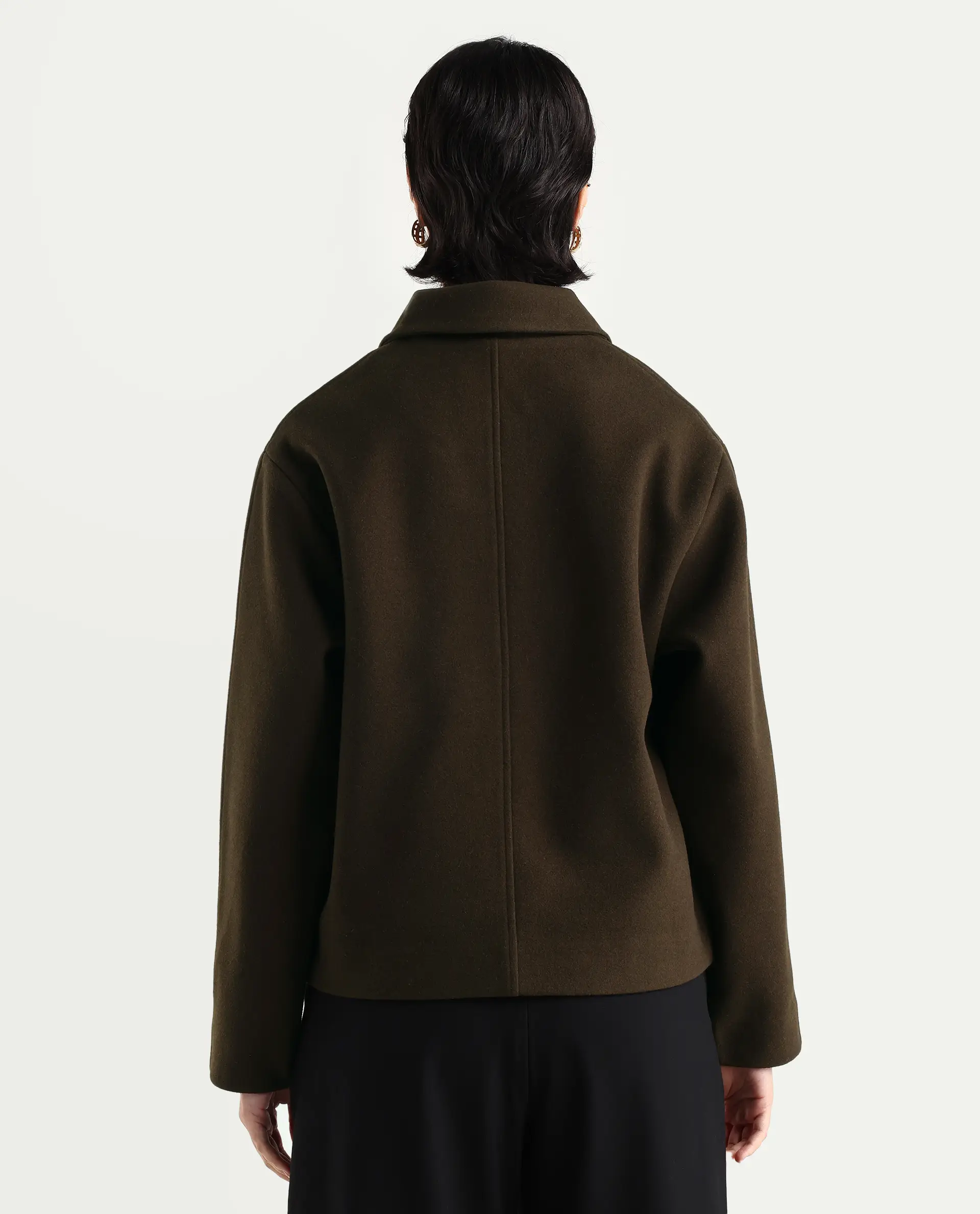 Rareism Women's Nacoz Olive Polyester Blend Spread Collar Regular Fit Jacket - Image 8