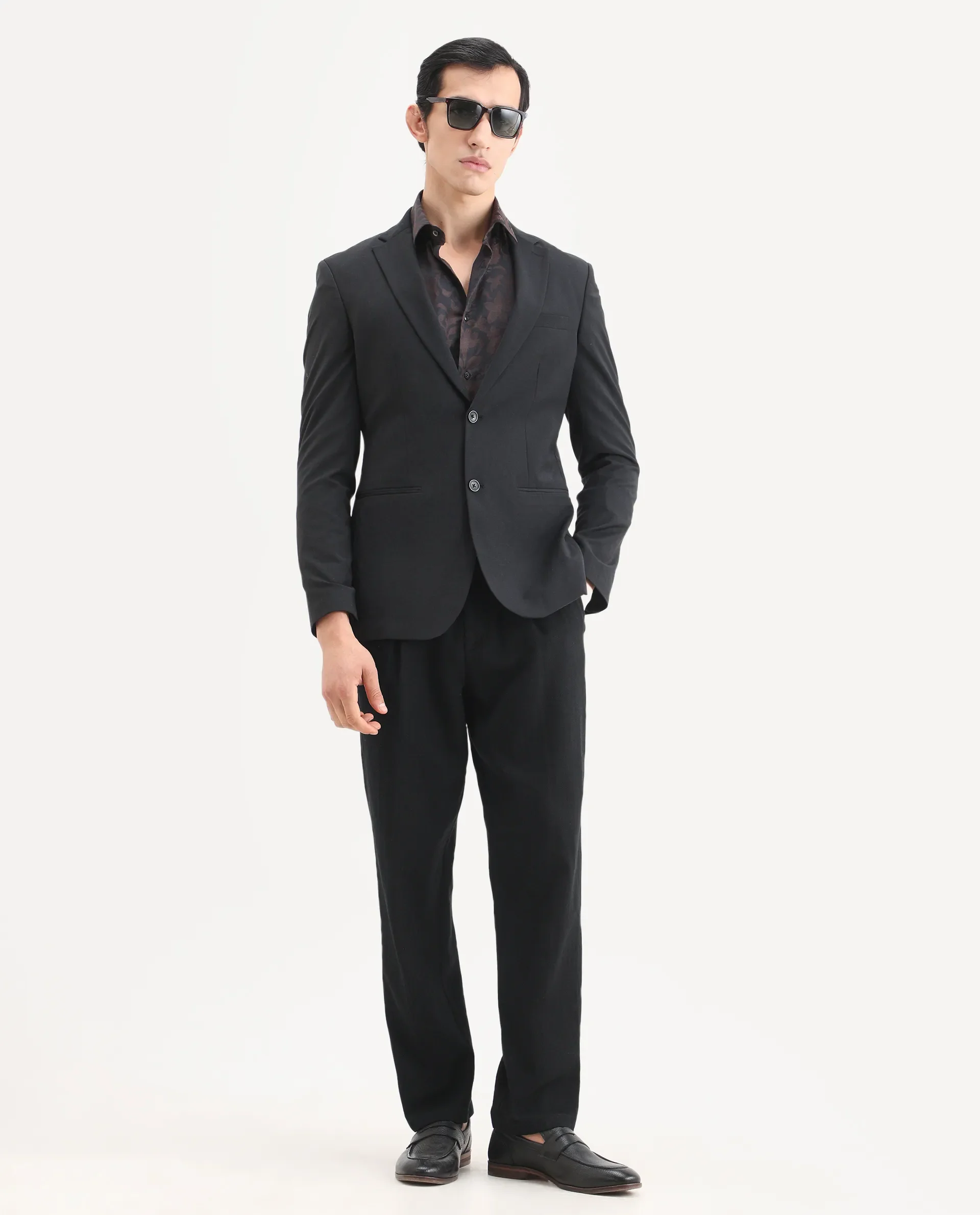 Rare Rabbit Men's Nada Black Cotton Fabric Relaxed Fit Plain Trouser - Image 7