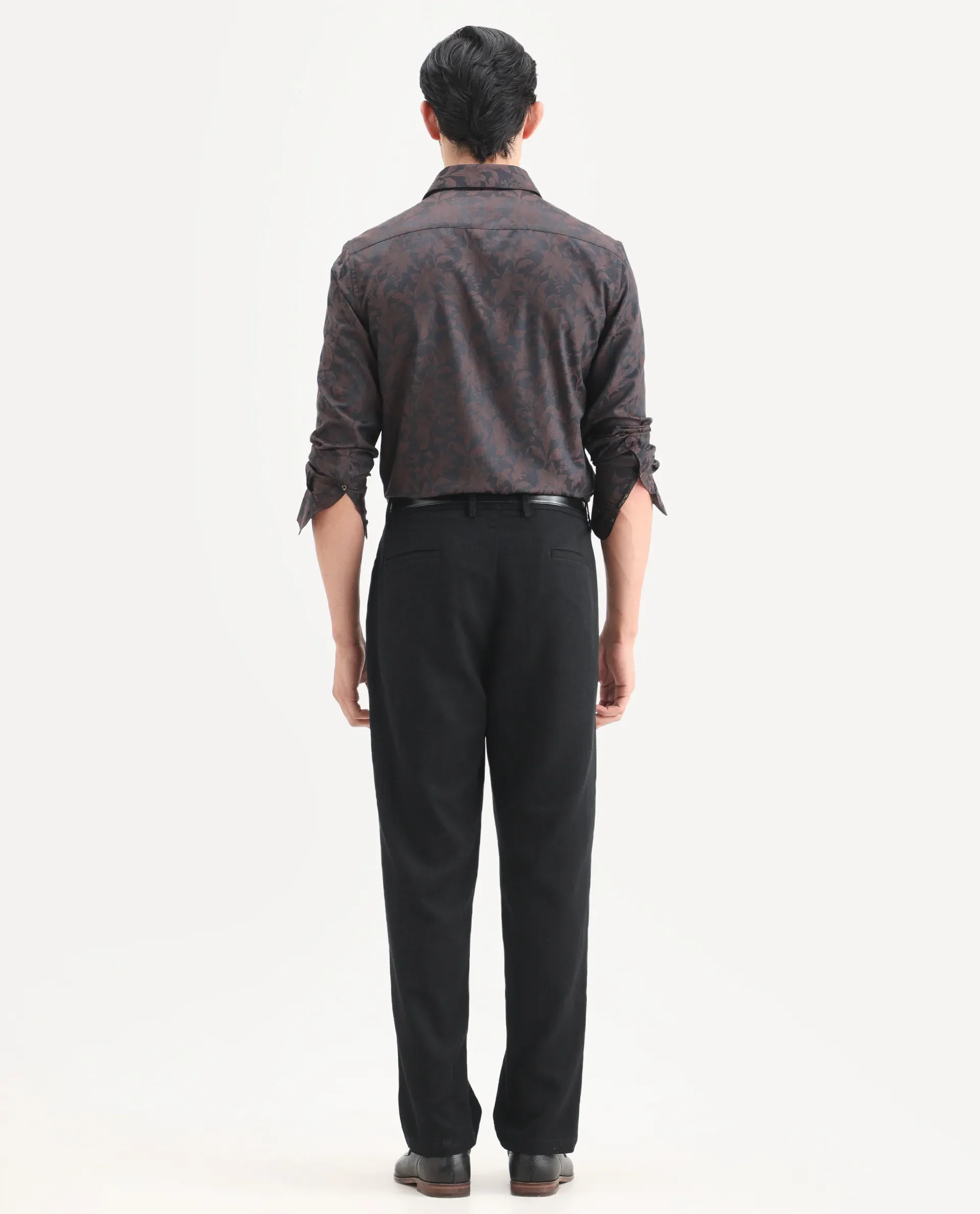 Rare Rabbit Men's Nada Black Cotton Fabric Relaxed Fit Plain Trouser - Image 9
