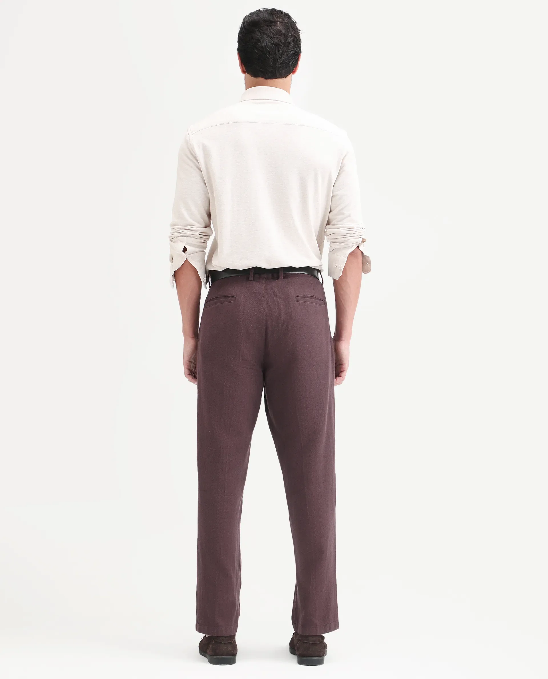 Rare Rabbit Men's Nada Brown Cotton Fabric Relaxed Plain Trouser - Image 7
