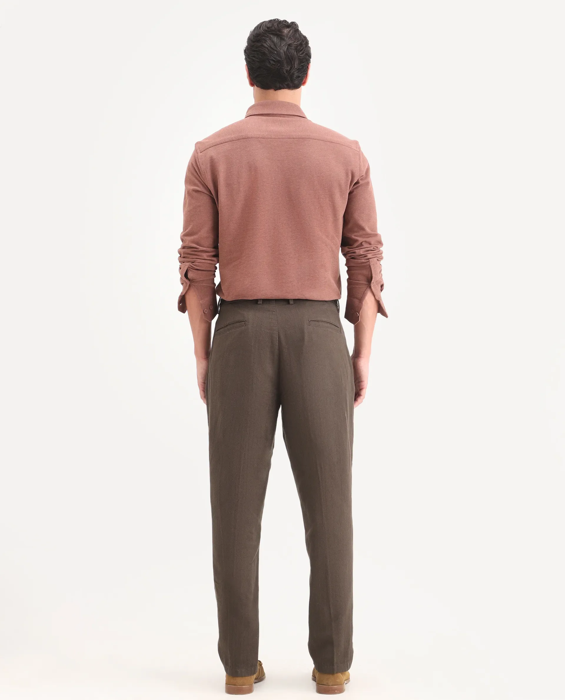 Rare Rabbit Men's Nada Dark Brown Cotton Fabric Relaxed Plain Trouser - Image 6