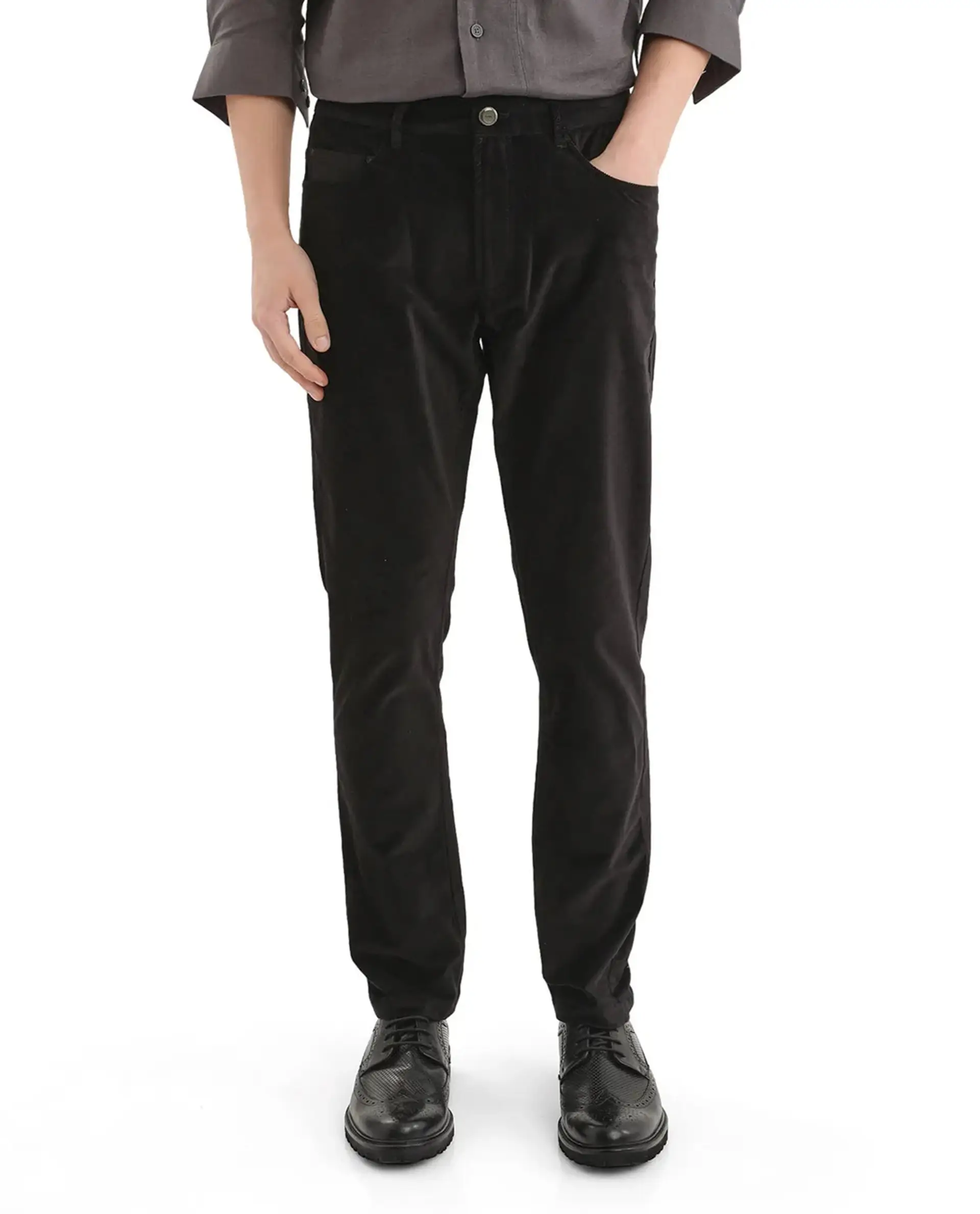 Rare Rabbit Men's Nahor Black Cotton Plain Regular Fit Trouser - Image 10
