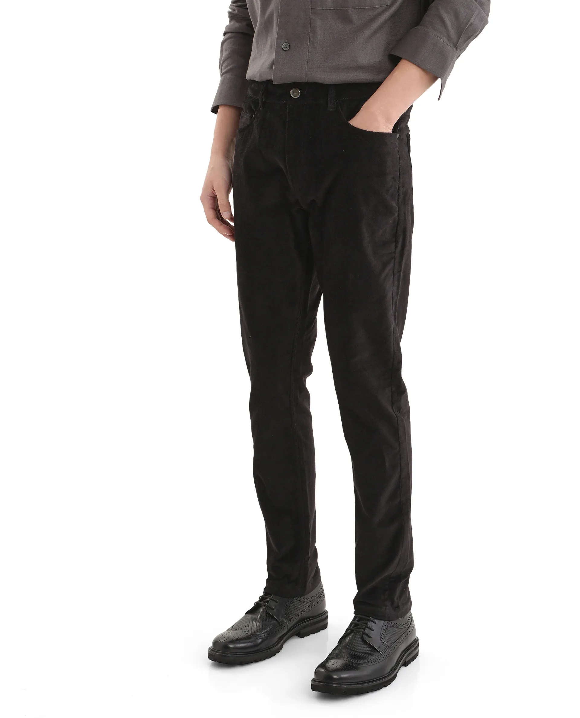 Rare Rabbit Men's Nahor Black Cotton Plain Regular Fit Trouser - Image 6