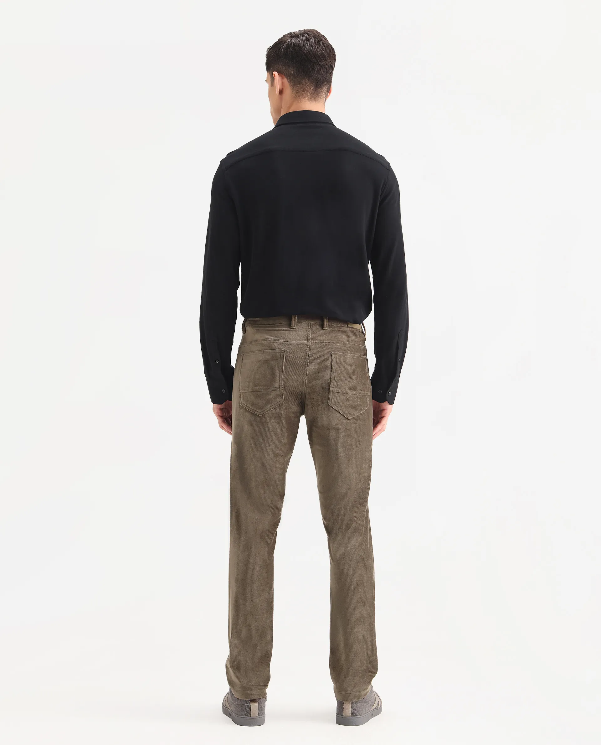 Rare Rabbit Men's Nahor Brown Cotton Plain Regular Fit Trouser - Image 8