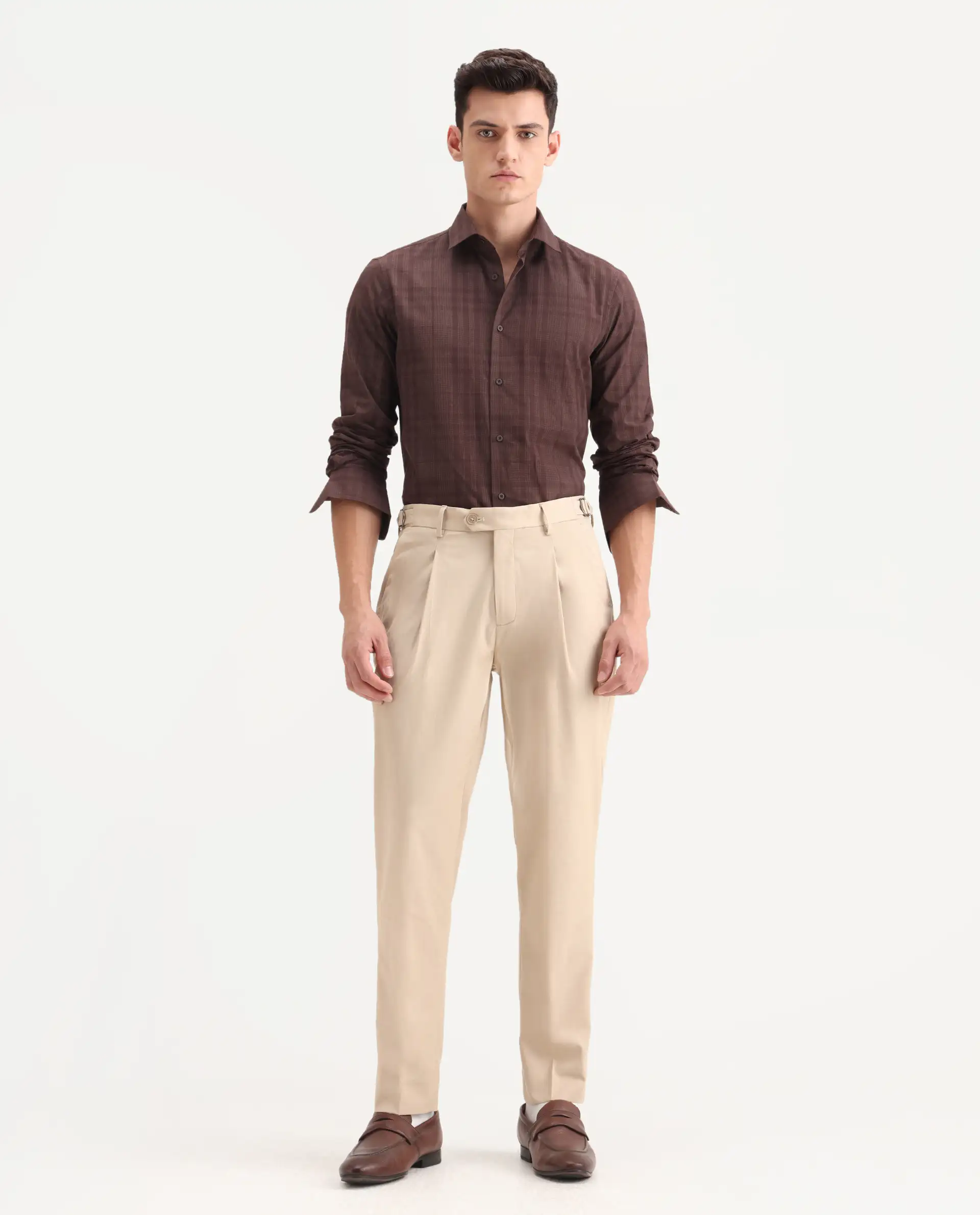 Rare Rabbit Men's Naji Beige Polyester Blend Plain Relaxed Fit Gurkha Trouser - Image 4