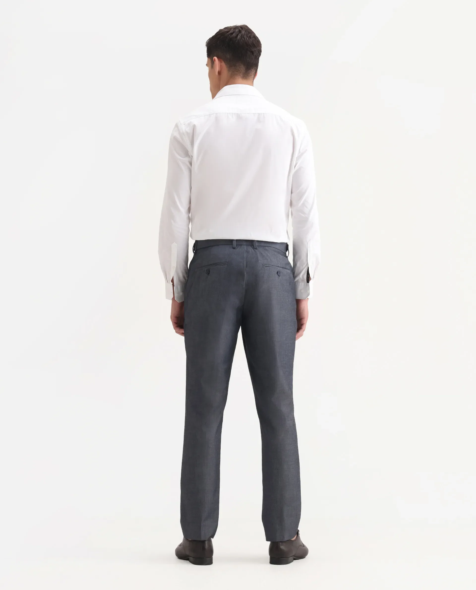 Rare Rabbit Men's Naji Blue Polyester Blend Plain Relaxed Fit Gurkha Trouser - Image 8
