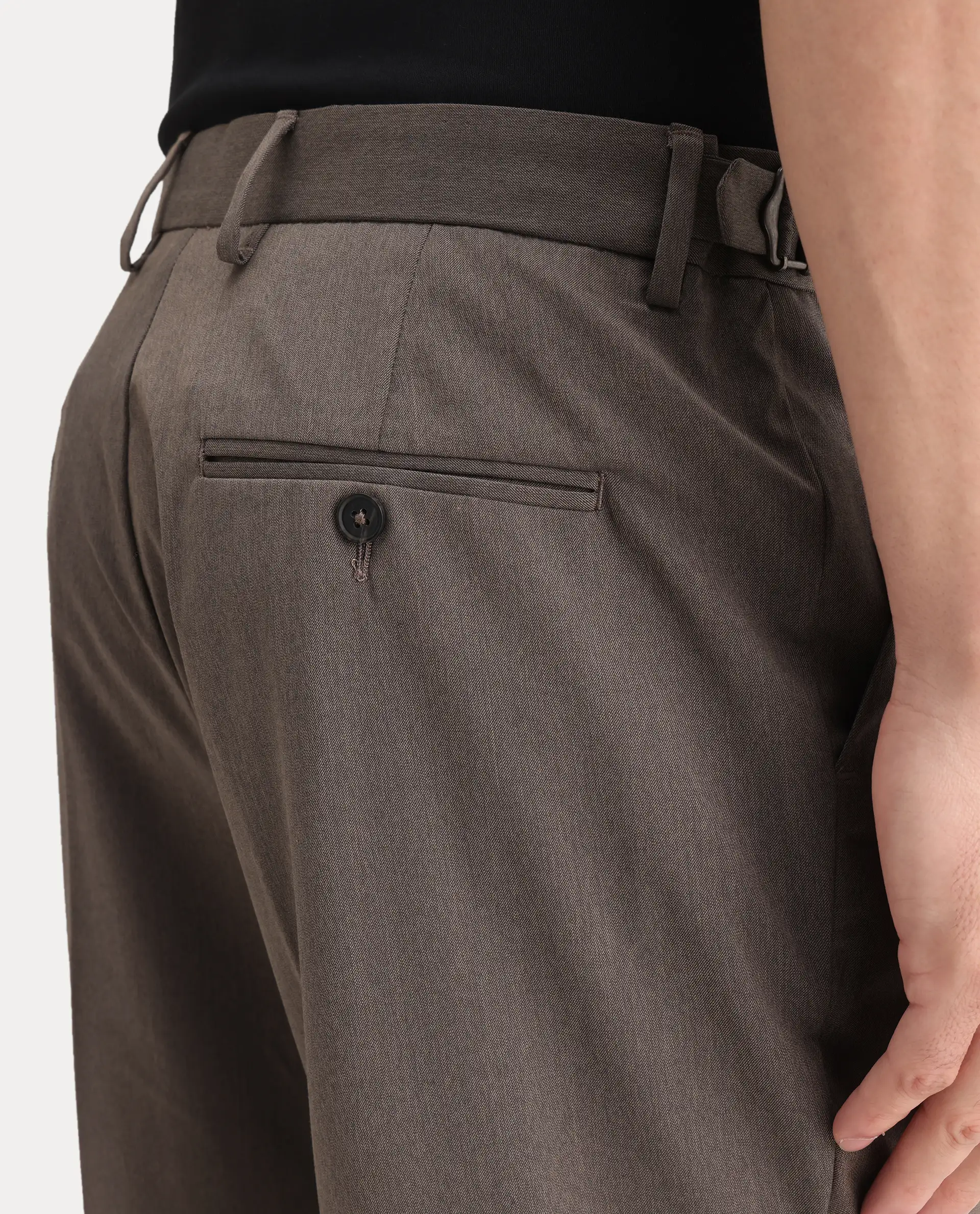 Rare Rabbit Men's Naji Dark Brown Polyester Blend Plain Relaxed Fit Gurkha Trouser - Image 6