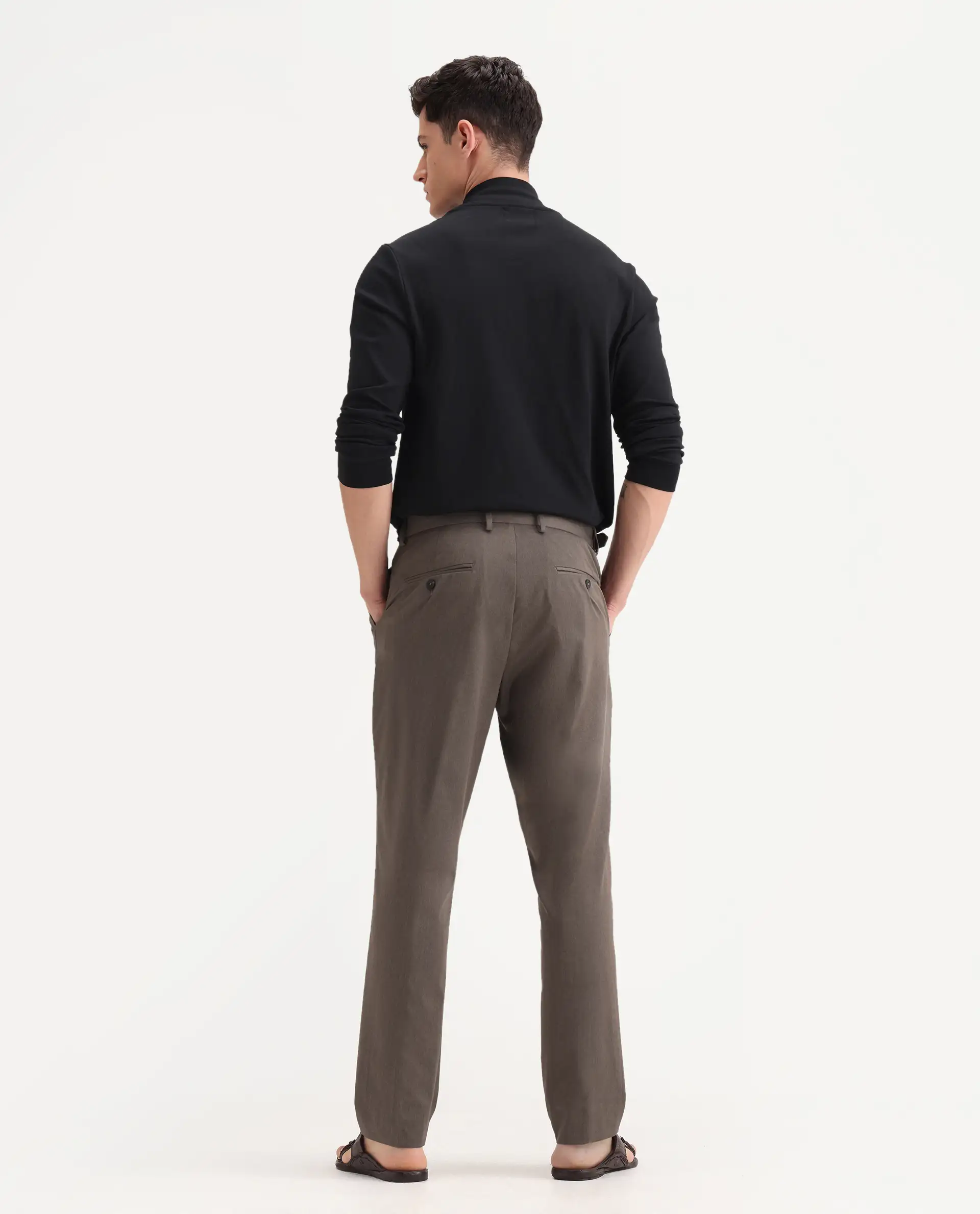 Rare Rabbit Men's Naji Dark Brown Polyester Blend Plain Relaxed Fit Gurkha Trouser - Image 8