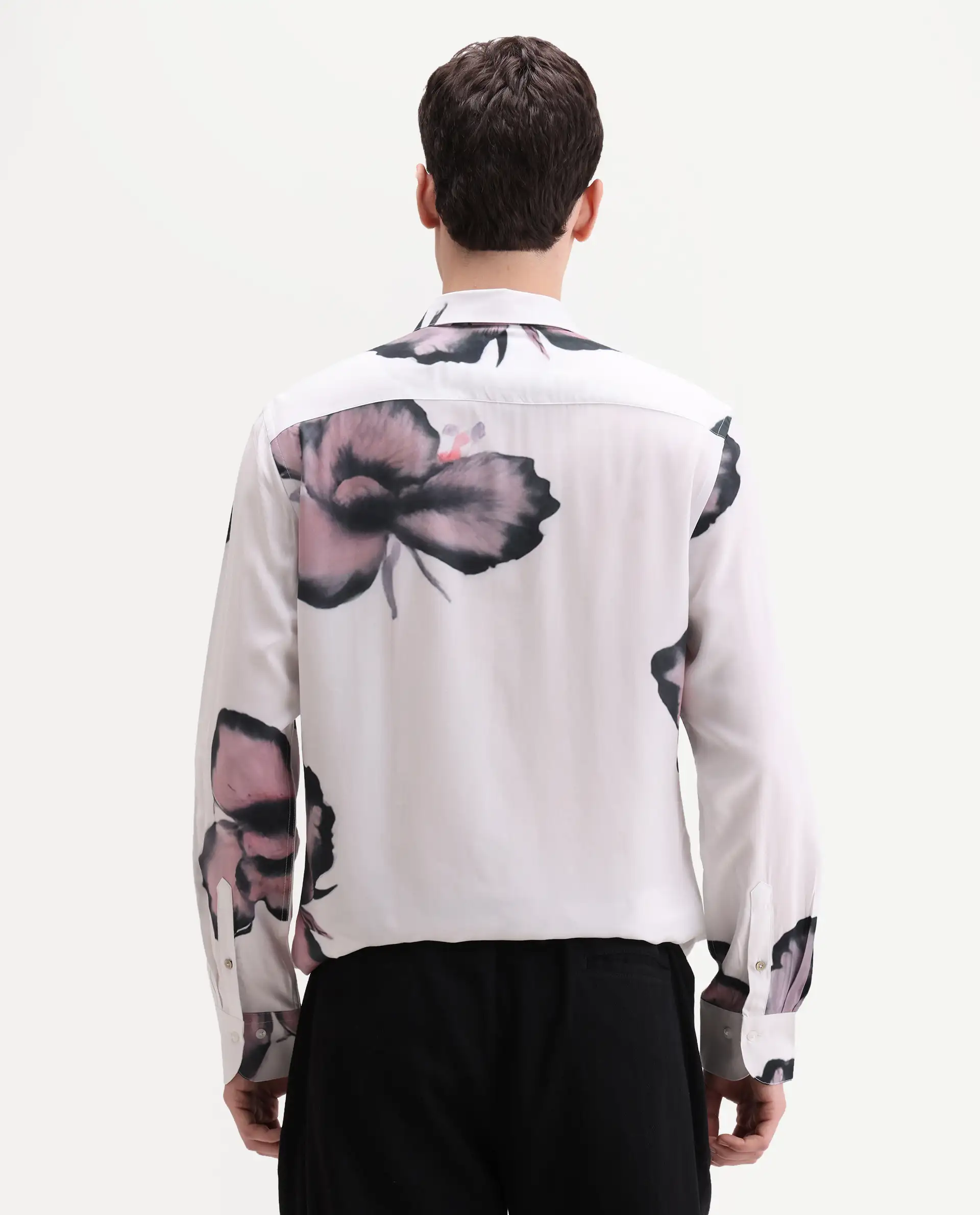 Rare Rabbit Men's Nalar White Viscose Fabric Full Sleeve Regular Fit Floral Print Shirt - Image 7