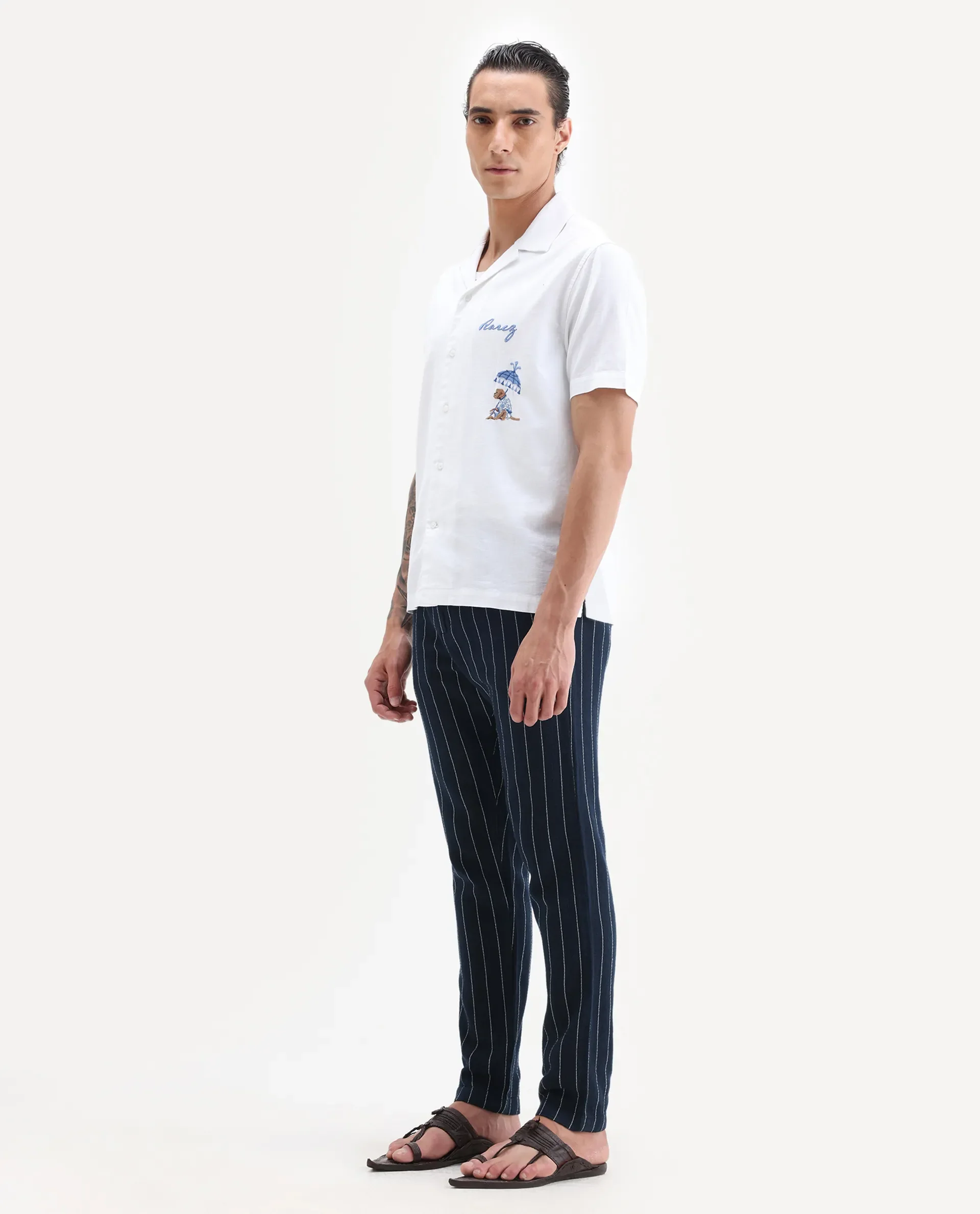 Rare Rabbit Men's Nanot Navy Regular Fit Trouser - Image 5
