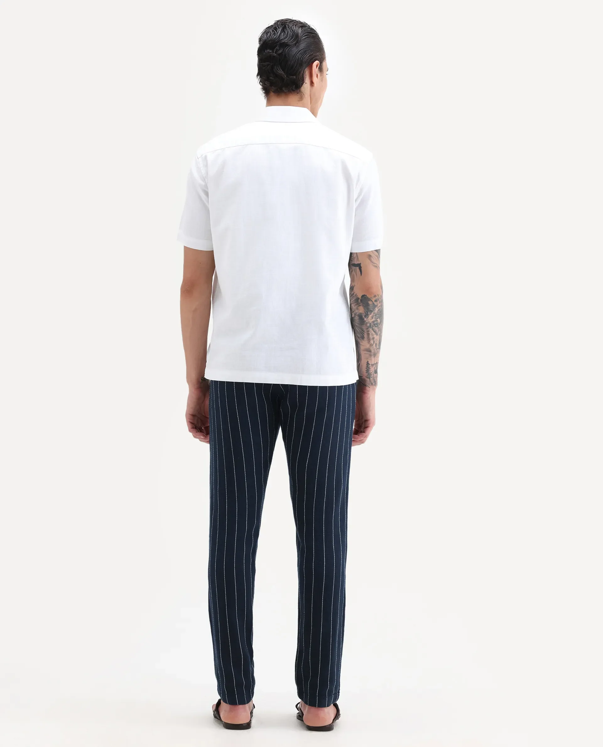 Rare Rabbit Men's Nanot Navy Regular Fit Trouser - Image 8