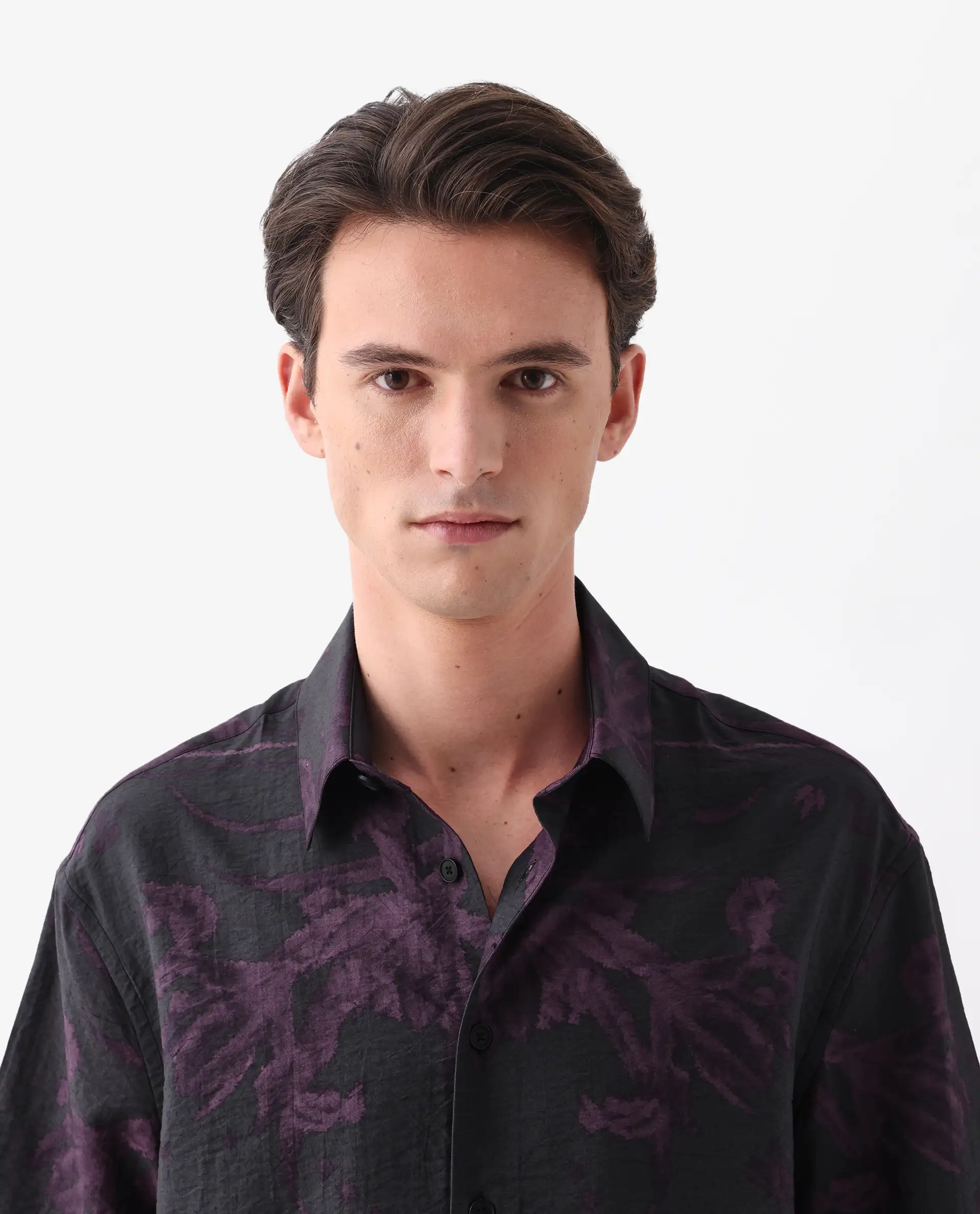 Rare Rabbit Men's Nao Black Cotton Blend Abstract Print Boxy Fit Half Sleeve Collared Shirt - Image 3