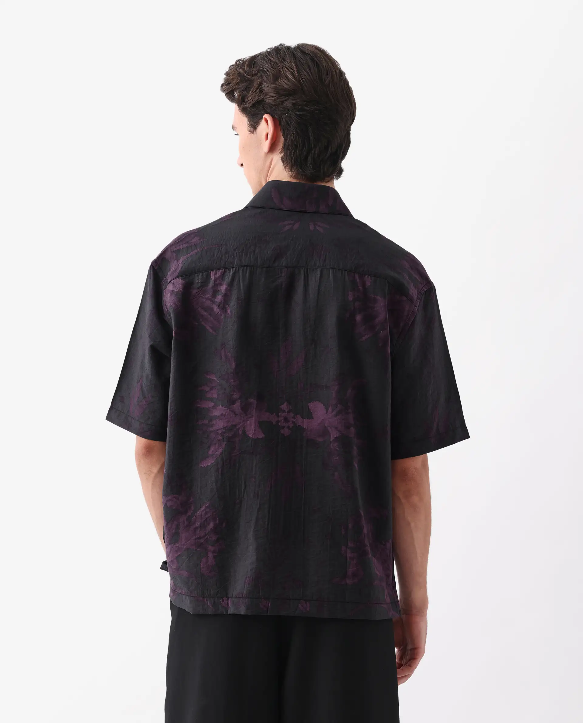 Rare Rabbit Men's Nao Black Cotton Blend Abstract Print Boxy Fit Half Sleeve Collared Shirt - Image 8