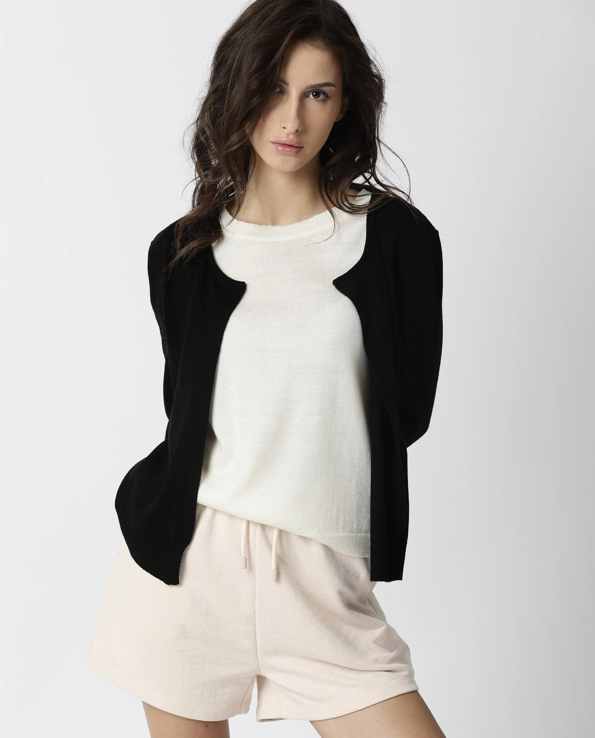 Rareism Women's Naomio Black Acrylic Boat Neck Plain Regular Fit Sweater
